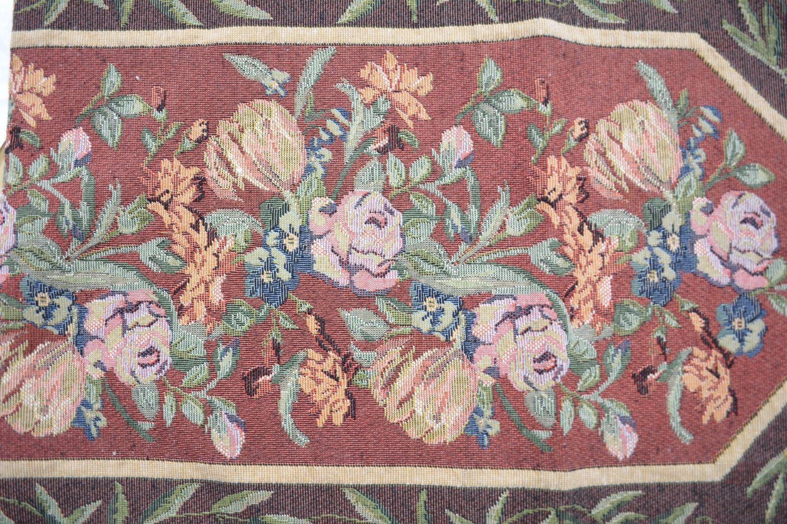 Romantic Floral Field of Roses Burgundy Red Tapestry Table Runner (5594)