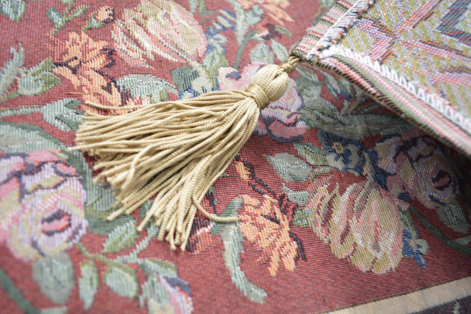 Romantic Floral Field of Roses Burgundy Red Tapestry Table Runner (5594)