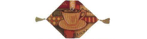 Set of 3-Pieces - Smell of Coffee Cafe Cup Orange Brown Woven Tapestry Dining Table Runners (9912)