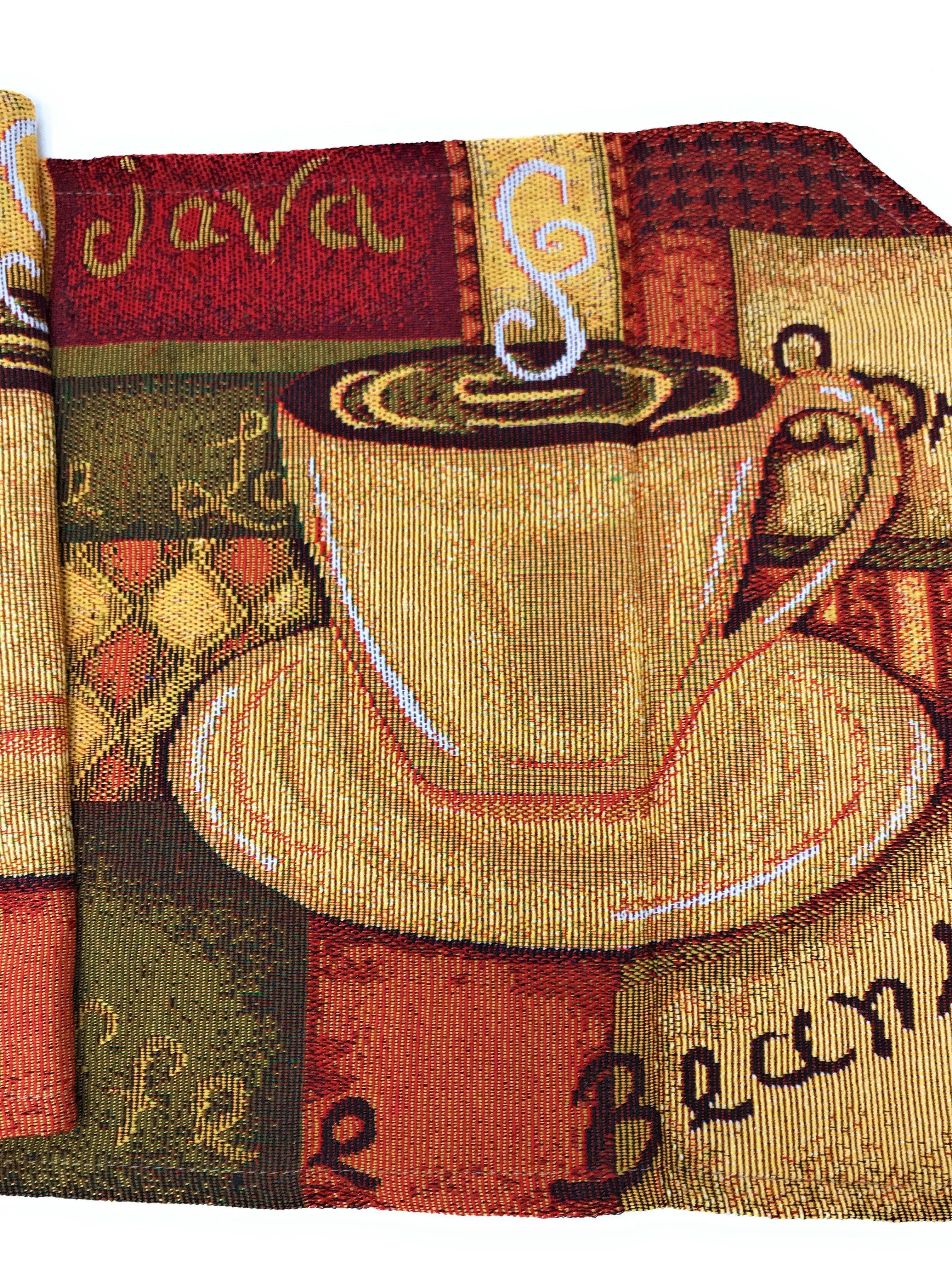 Smell of Coffee Cup Latte Java Brown Tapestry Table Runner Cloth (9912)