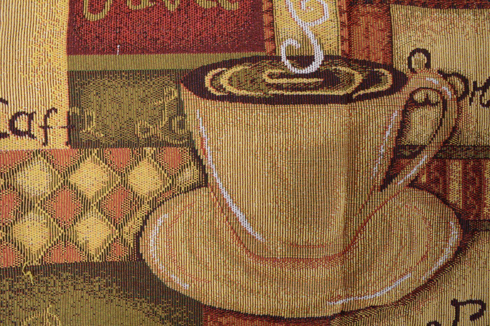 Smell of Coffee Cup Latte Java Brown Tapestry Table Runner Cloth (9912)