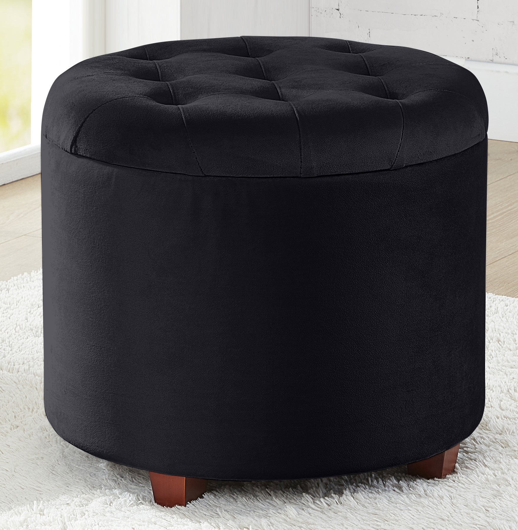 Donovan Round Tufted Storage Ottoman