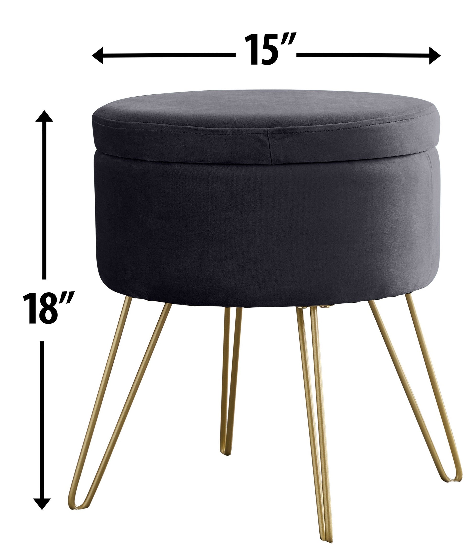 Round Velvet Storage Ottoman
