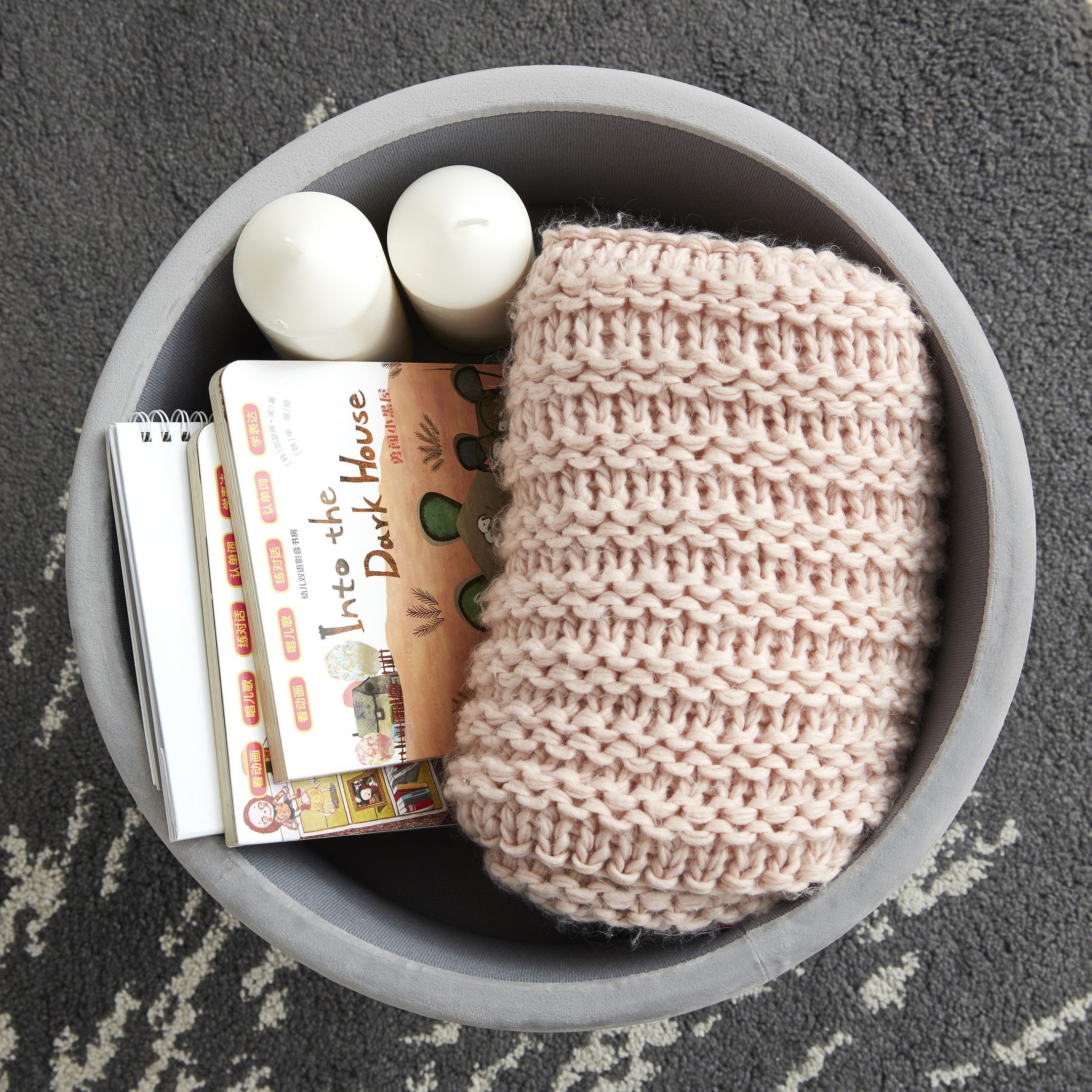 Round Velvet Storage Ottoman