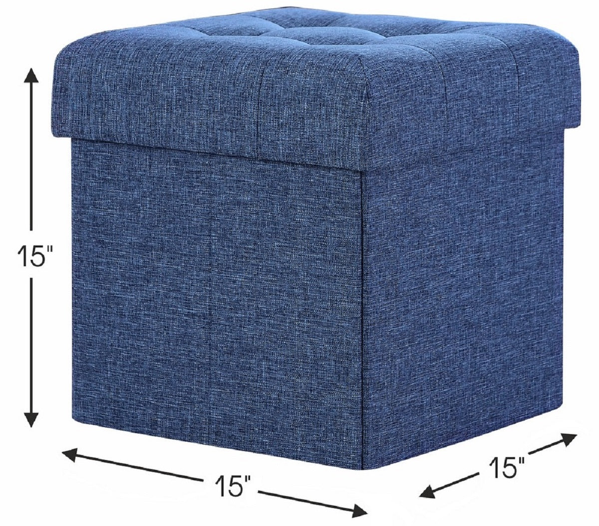 Tufted Linen Storage Ottoman