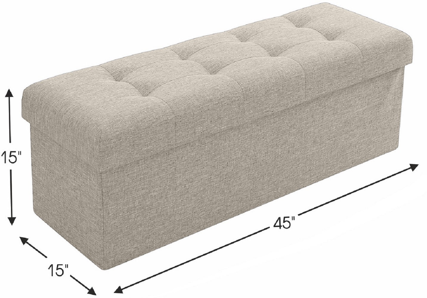 Tufted Linen Storage Ottoman