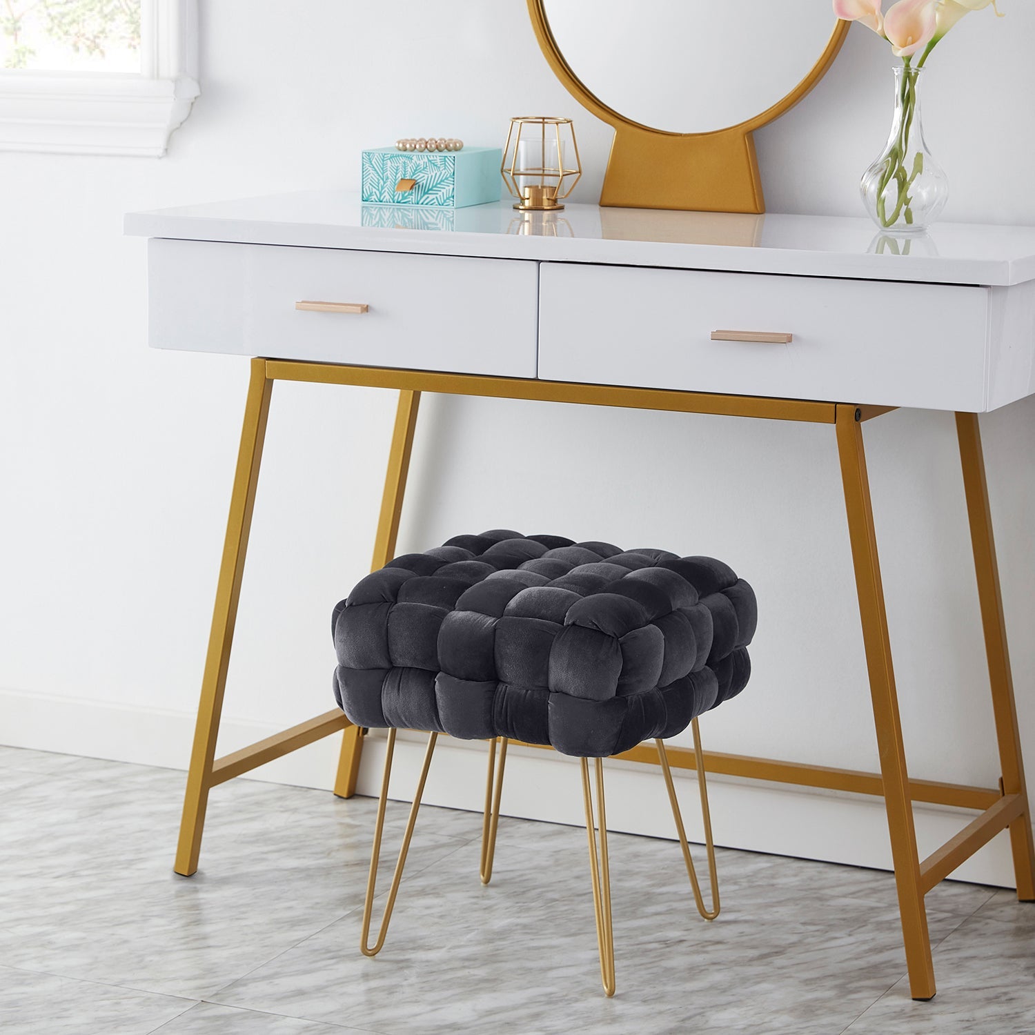 Mirage Velvet Ottoman