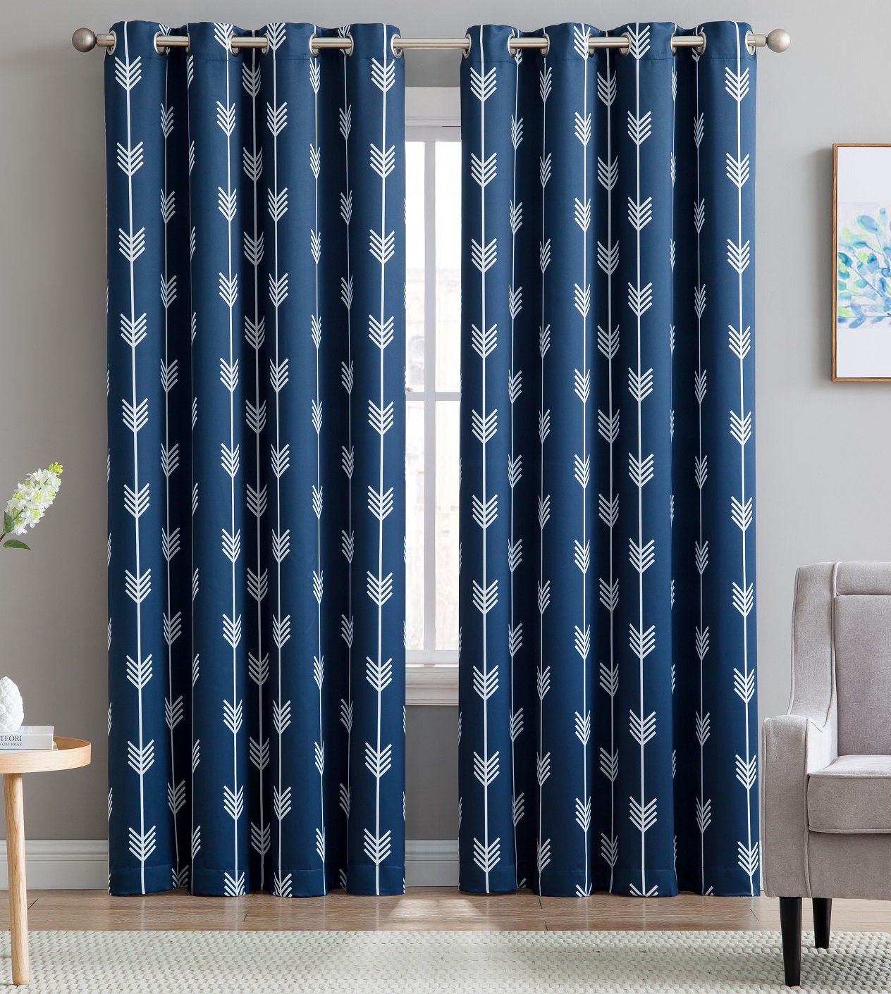 Arrow Print Room Darkening Grommet Curtain Panels