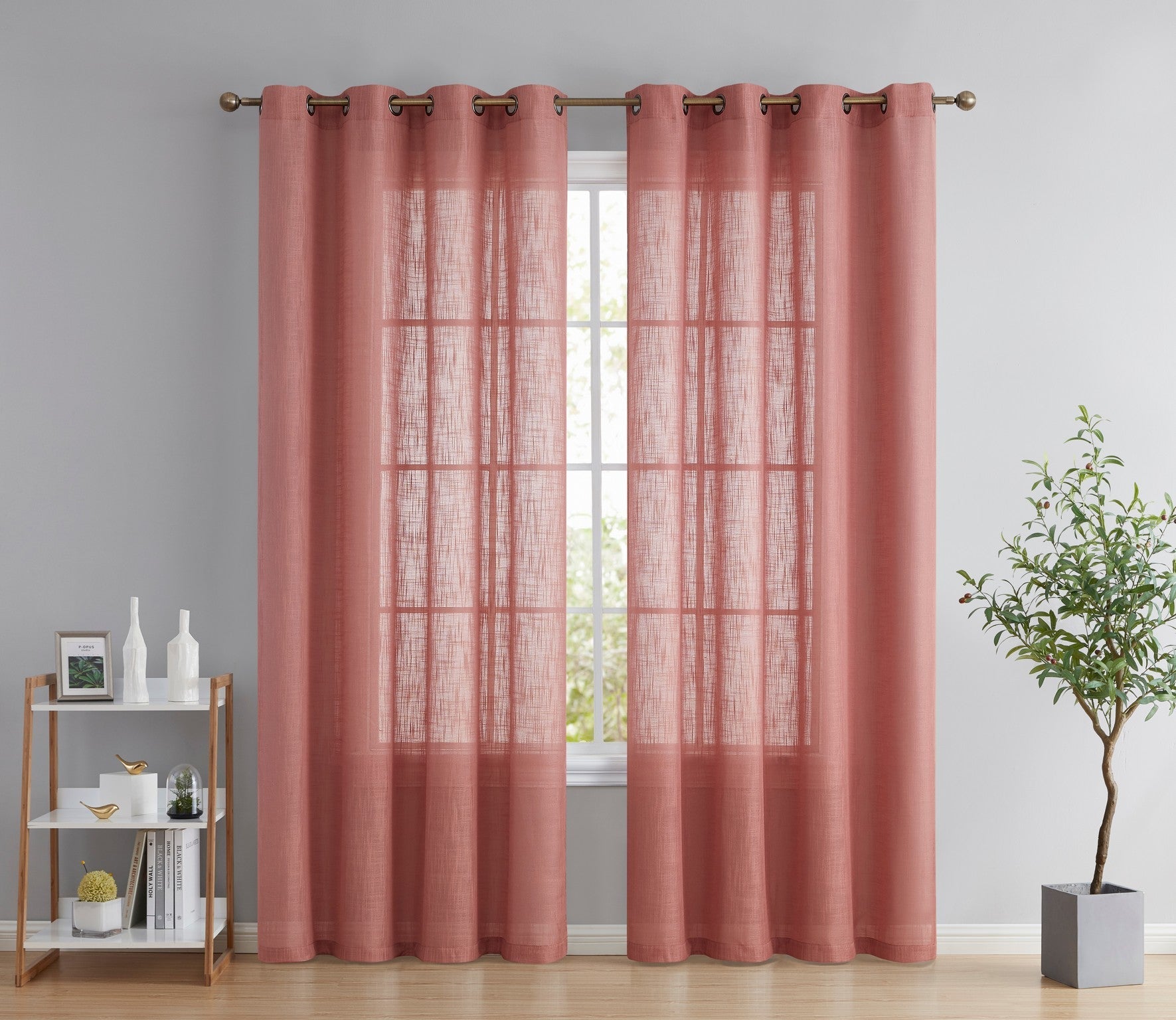 Abbey Faux Linen Grommet Curtain Panels
