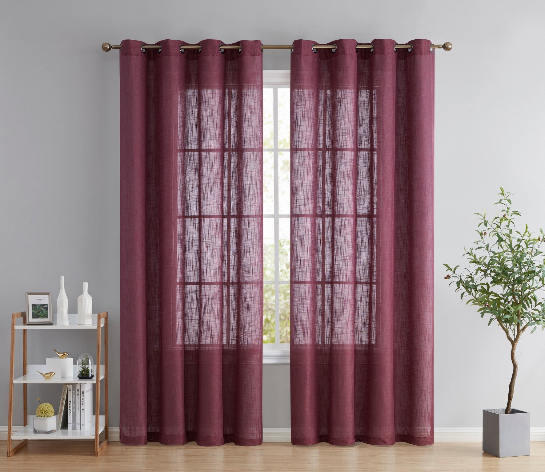 Abbey Faux Linen Grommet Curtain Panels