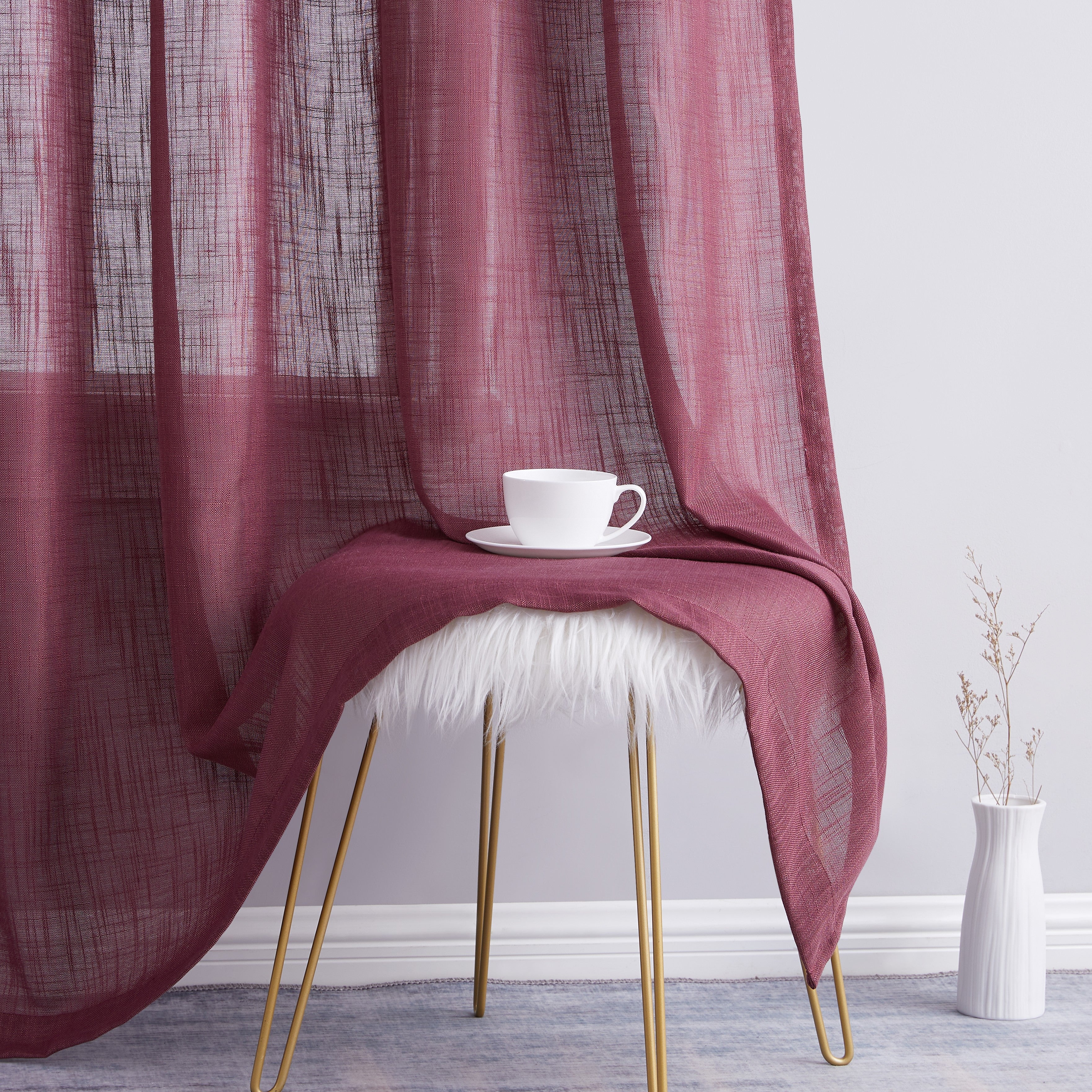 Abbey Faux Linen Grommet Curtain Panels