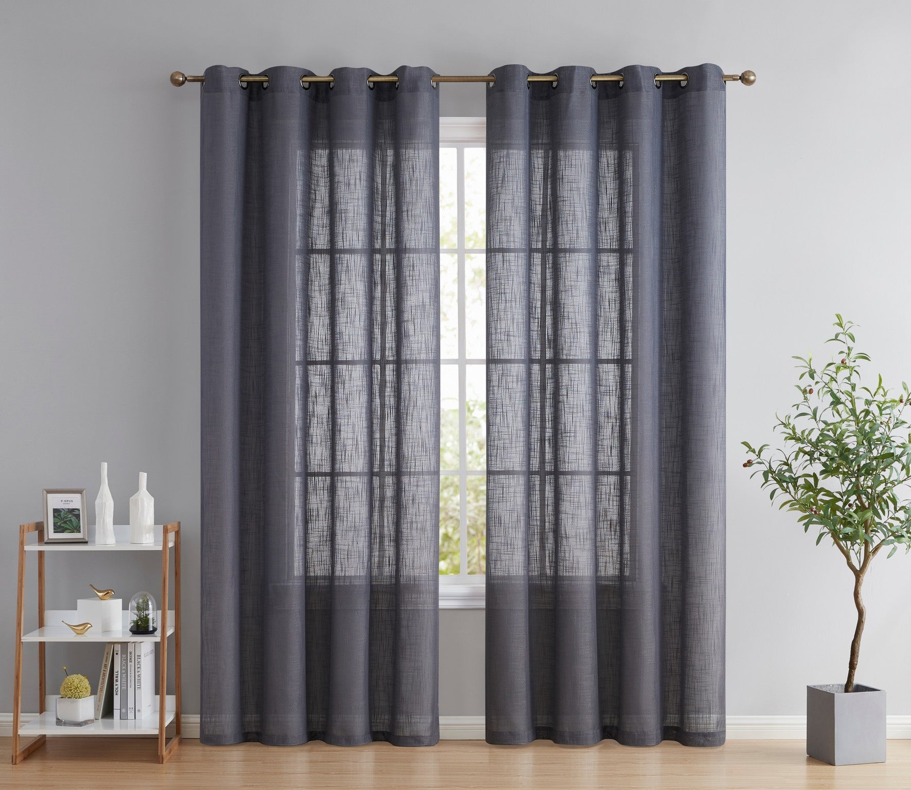 Abbey Faux Linen Grommet Curtain Panels