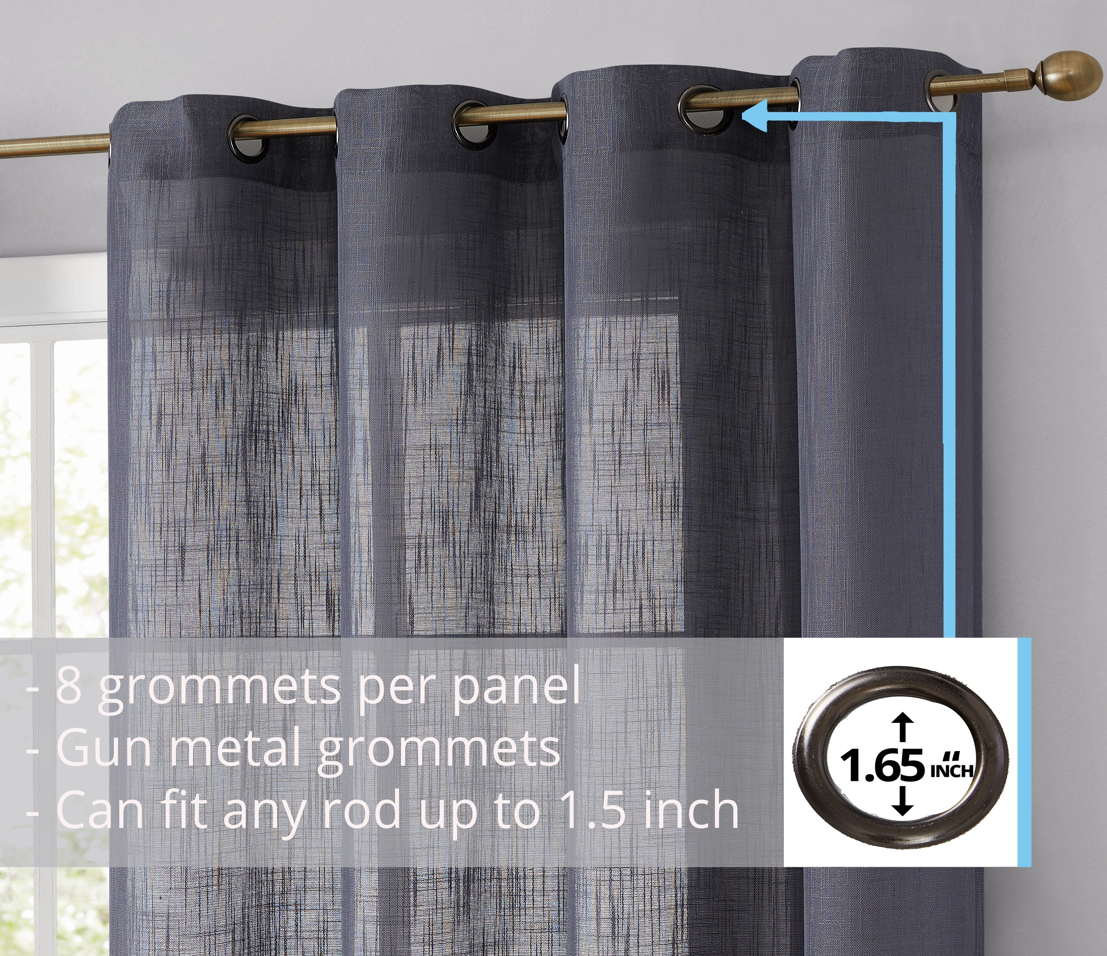 Abbey Faux Linen Grommet Curtain Panels