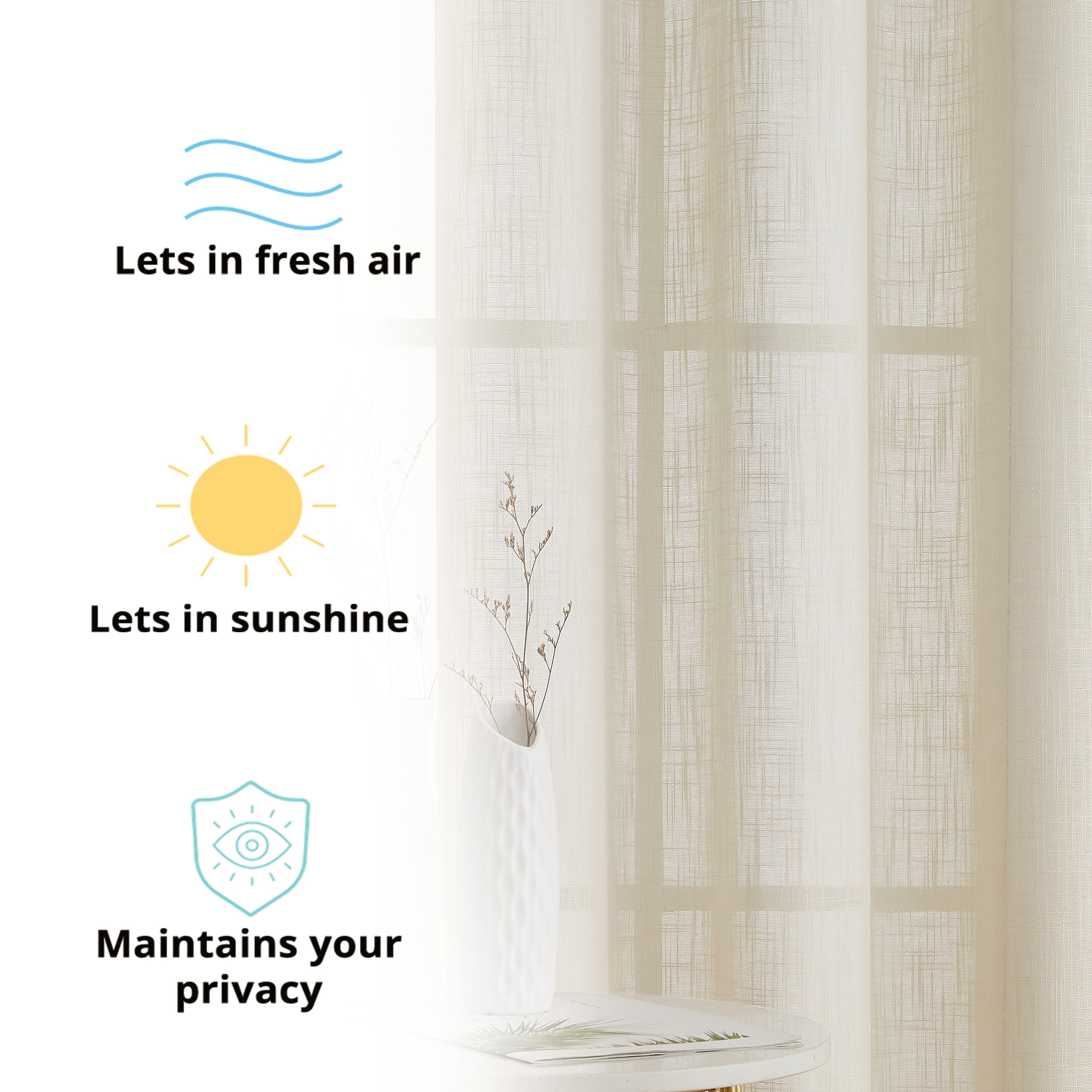 Abbey Faux Linen Grommet Curtain Panels