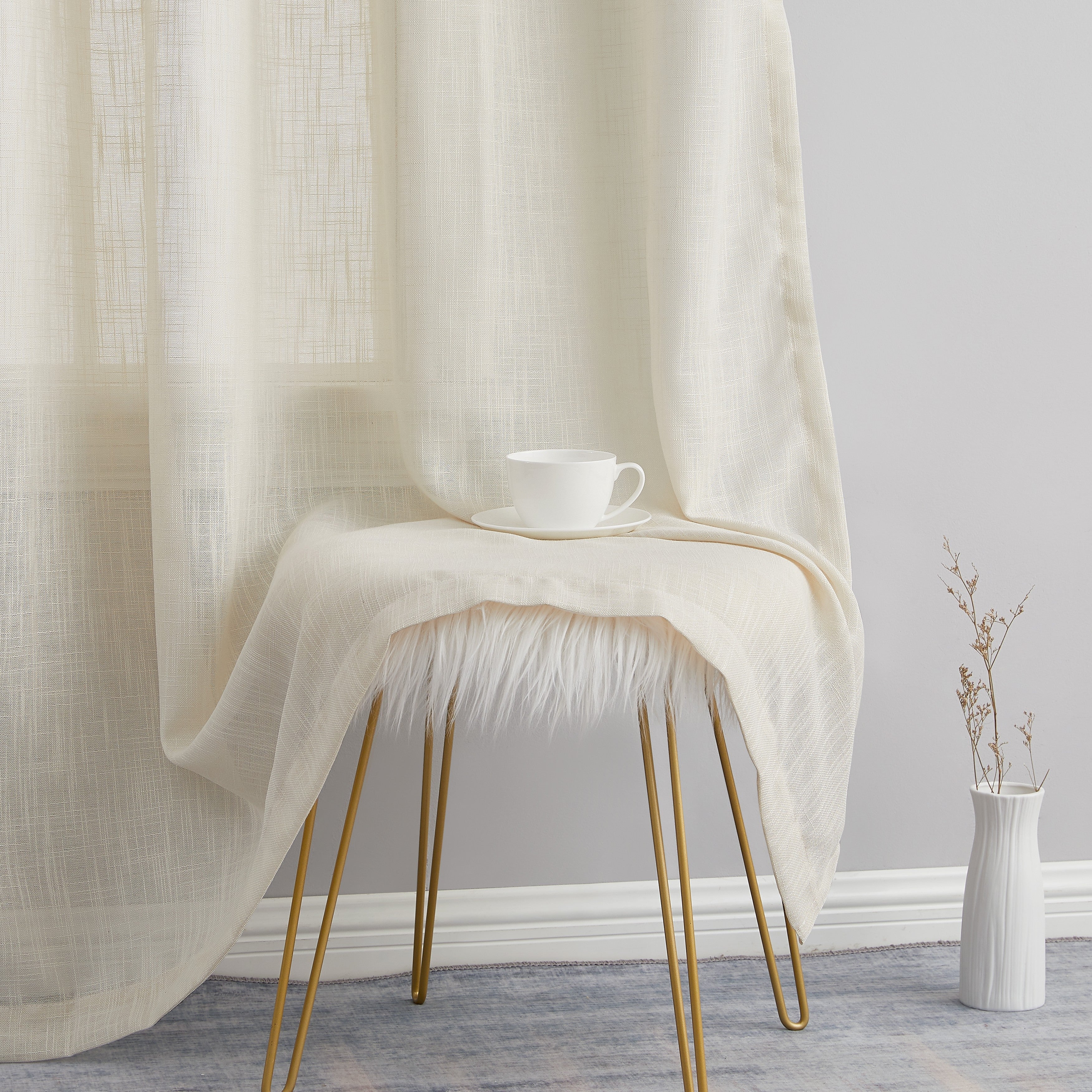 Abbey Faux Linen Grommet Curtain Panels