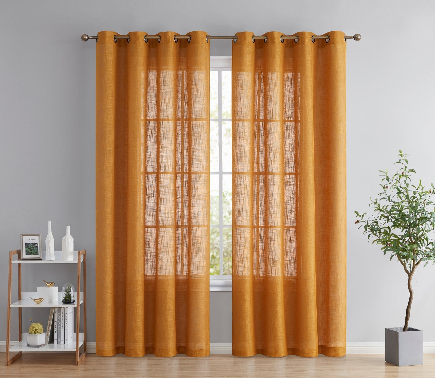 Abbey Faux Linen Grommet Curtain Panels
