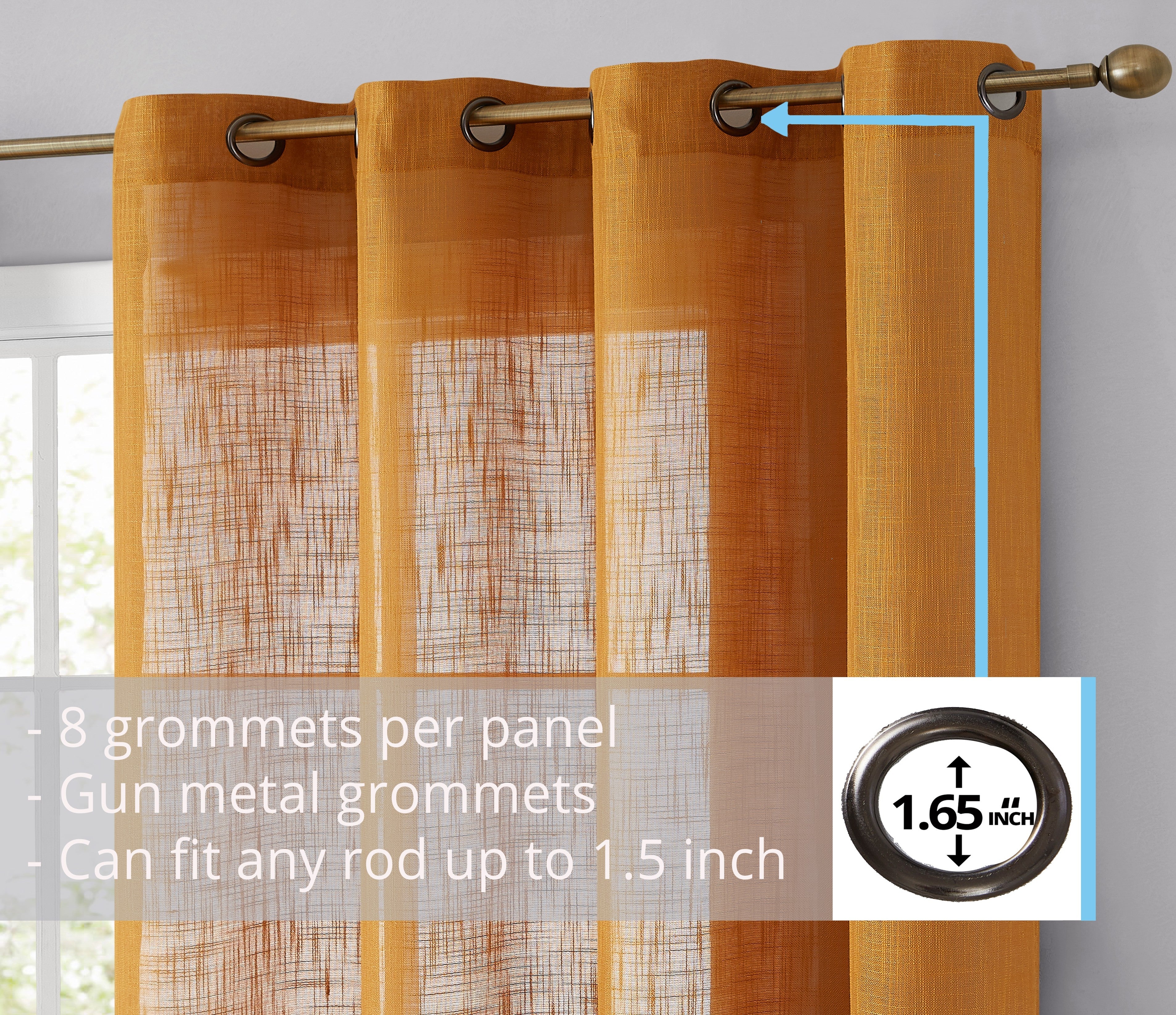 Abbey Faux Linen Grommet Curtain Panels