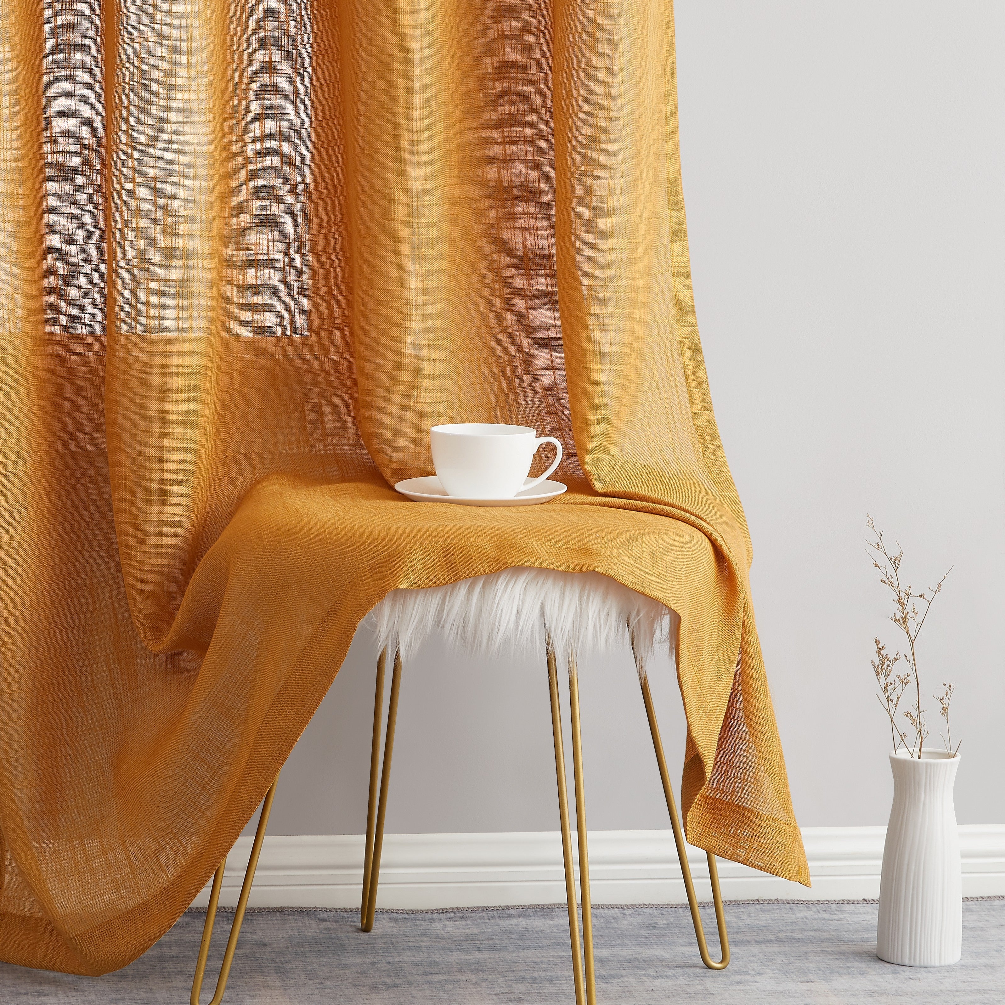 Abbey Faux Linen Grommet Curtain Panels