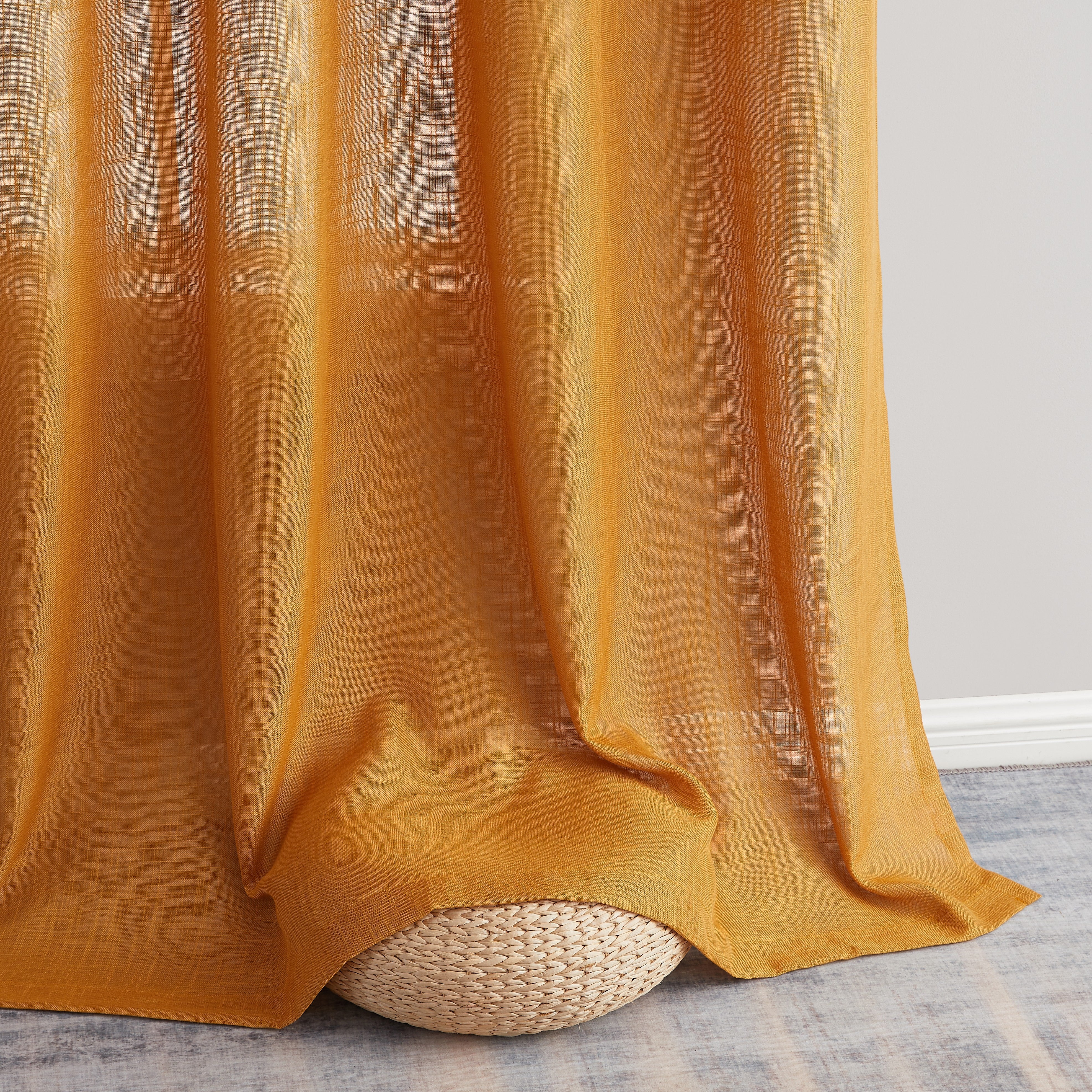 Abbey Faux Linen Grommet Curtain Panels