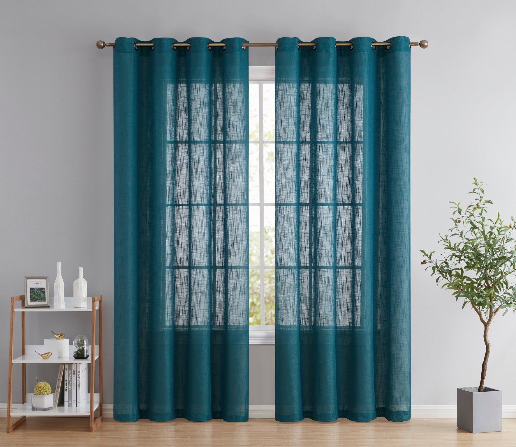 Abbey Faux Linen Grommet Curtain Panels