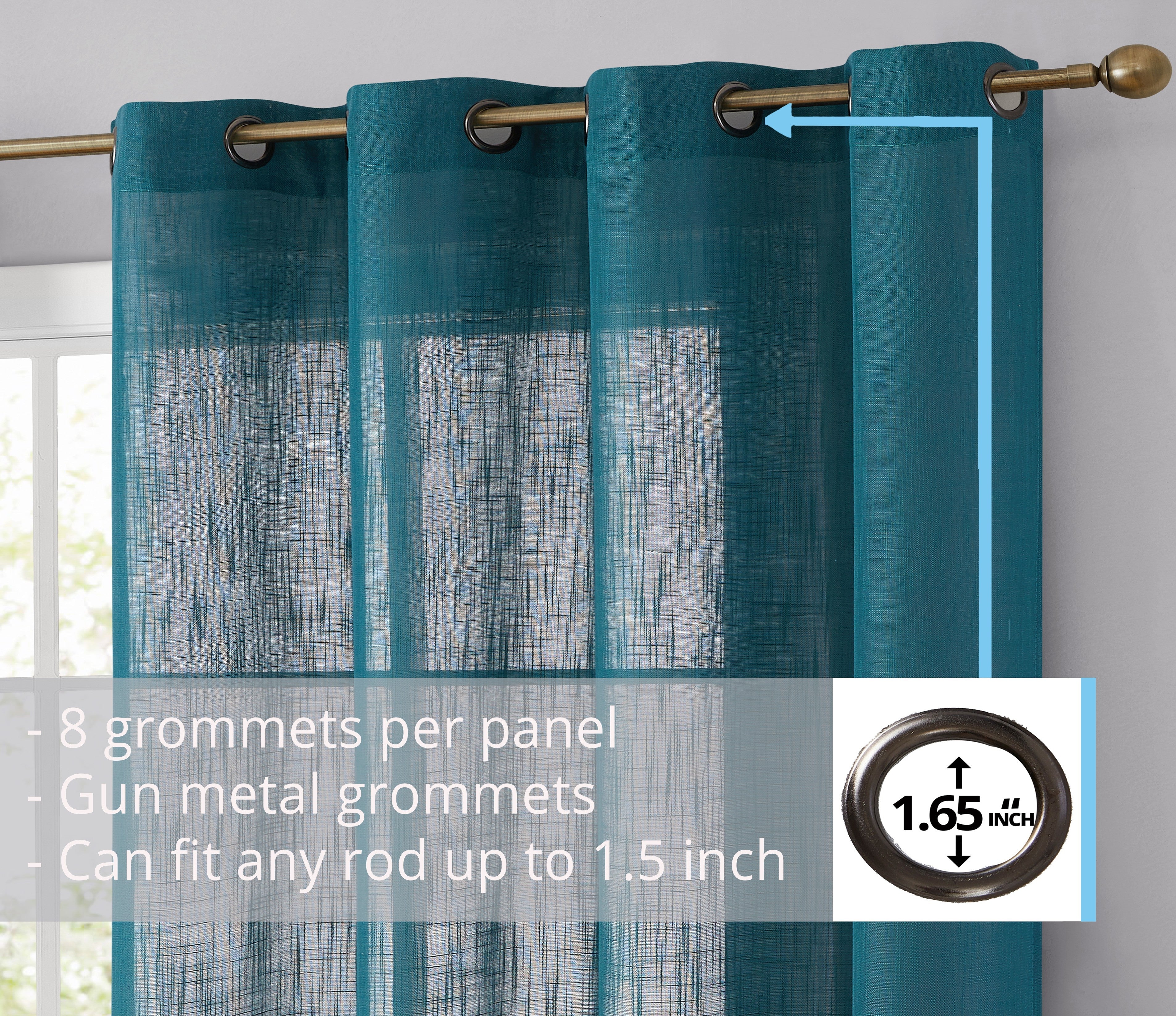 Abbey Faux Linen Grommet Curtain Panels