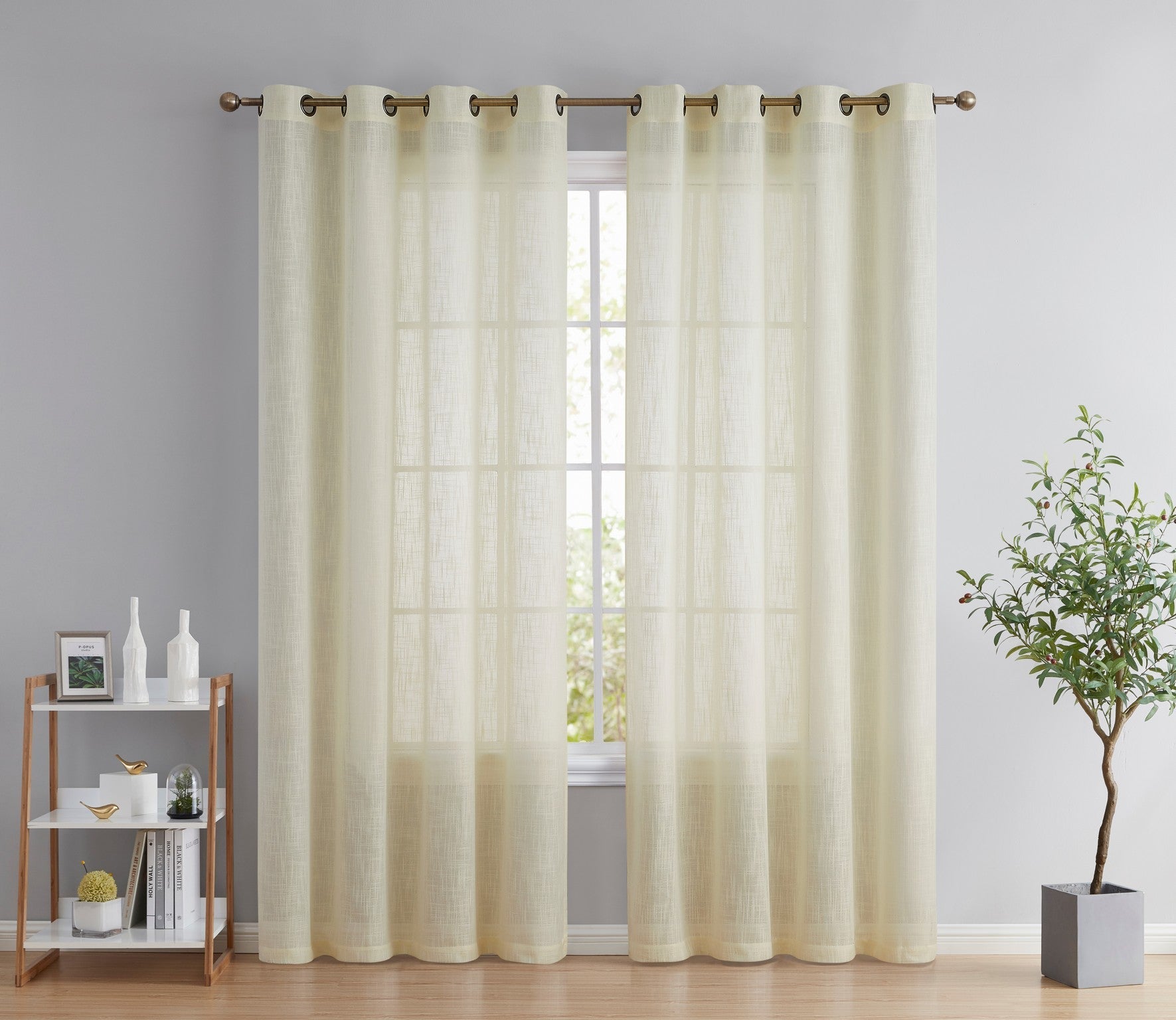 Abbey Faux Linen Grommet Curtain Panels