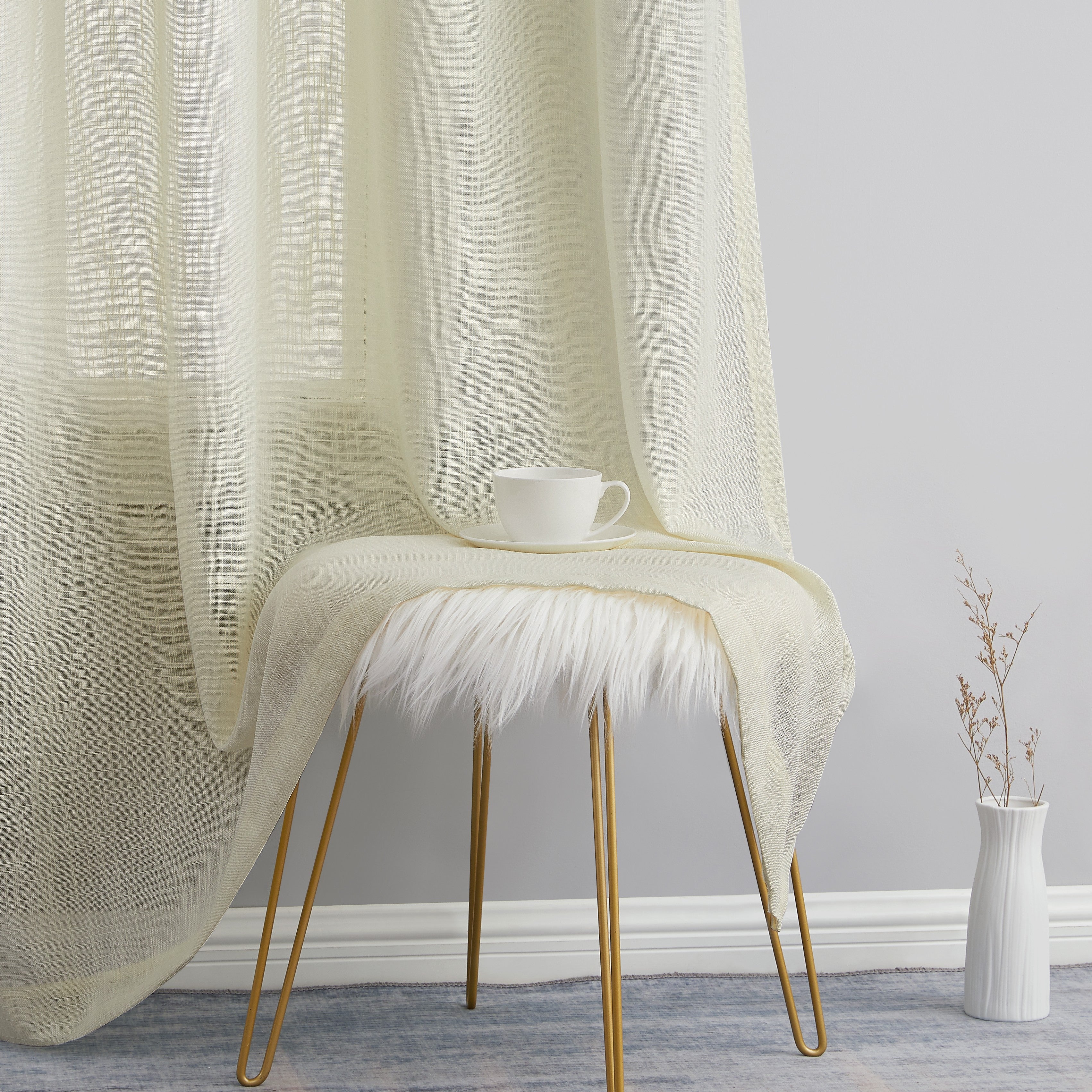 Abbey Faux Linen Grommet Curtain Panels