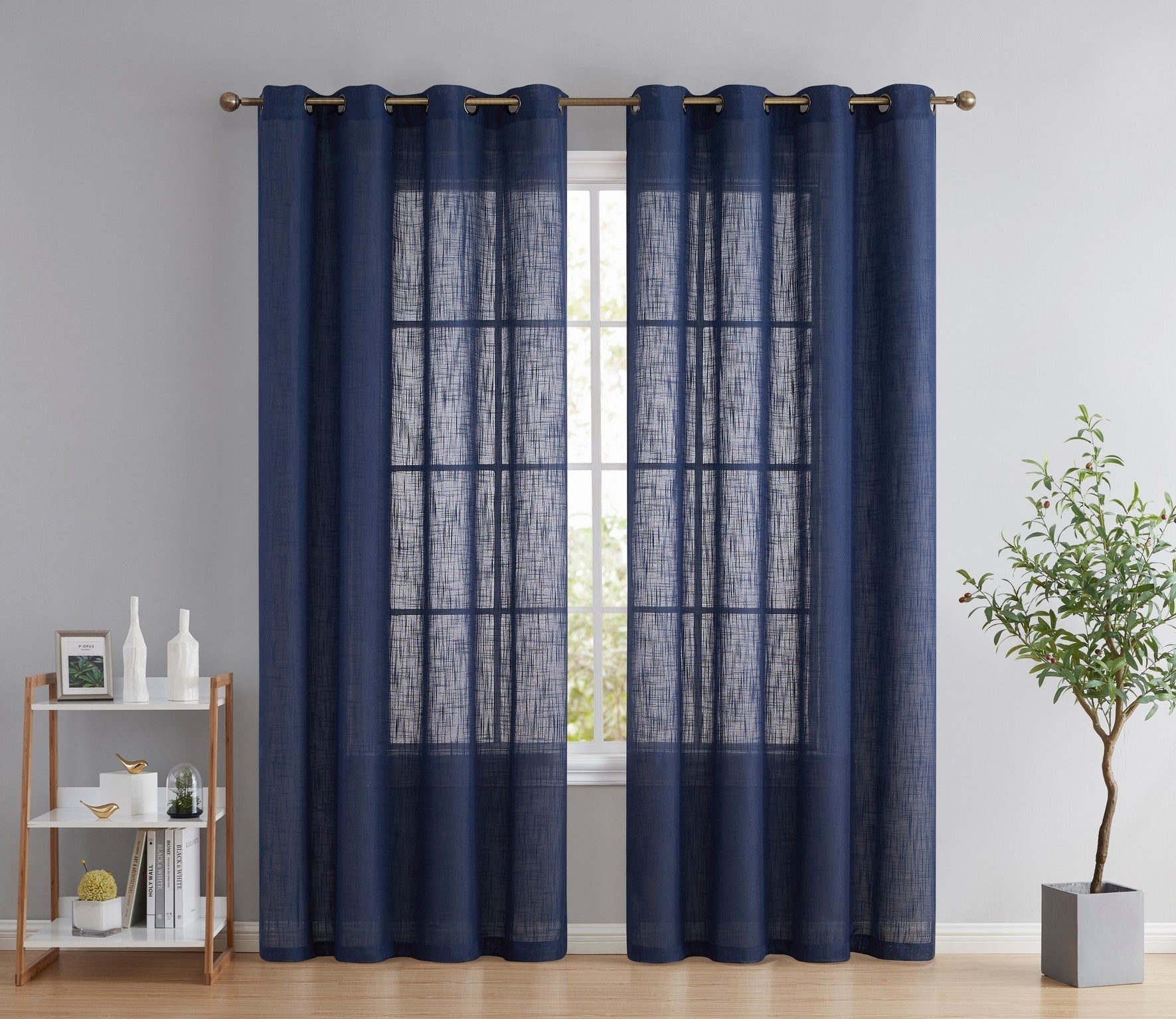 Abbey Faux Linen Grommet Curtain Panels