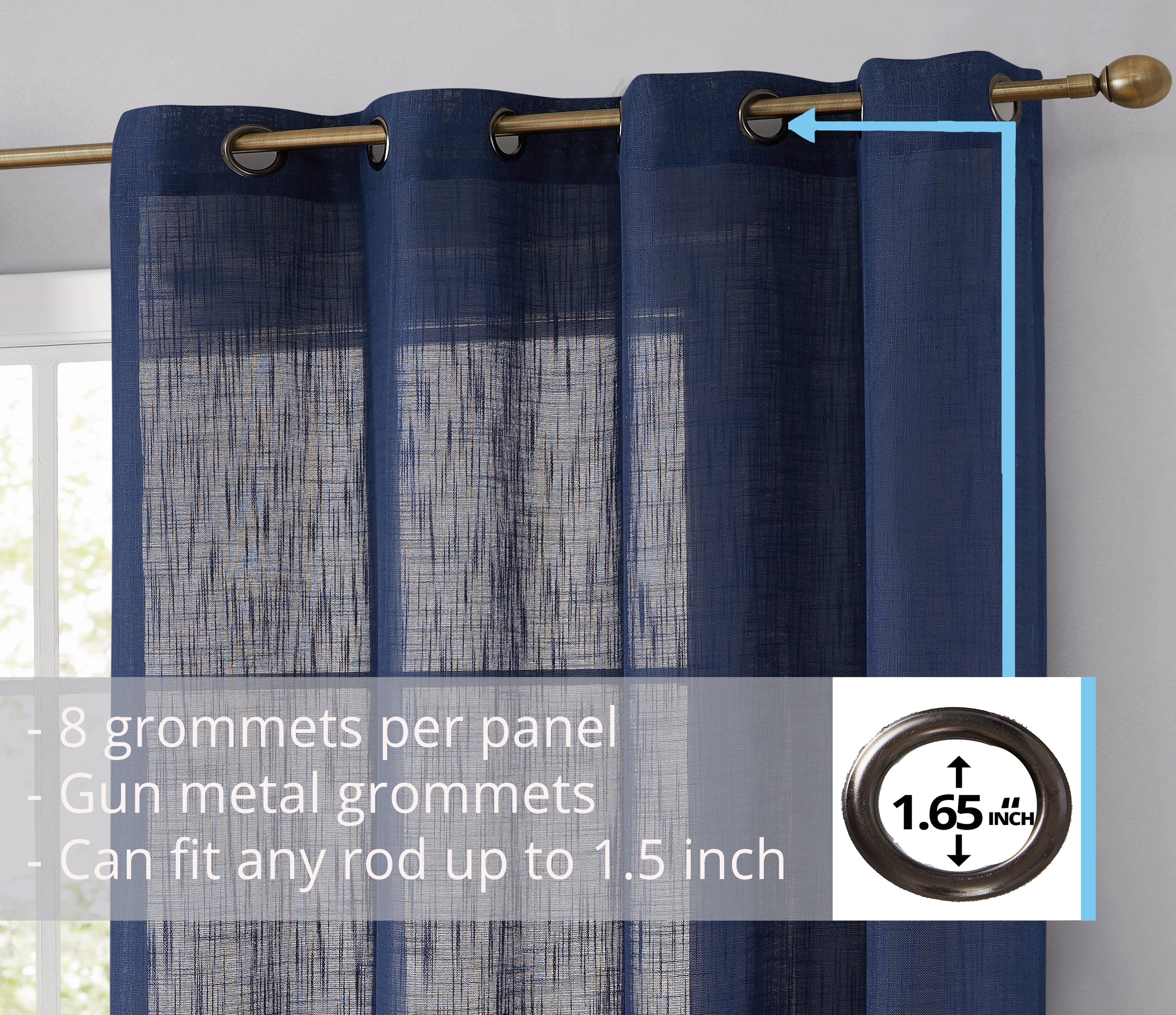 Abbey Faux Linen Grommet Curtain Panels