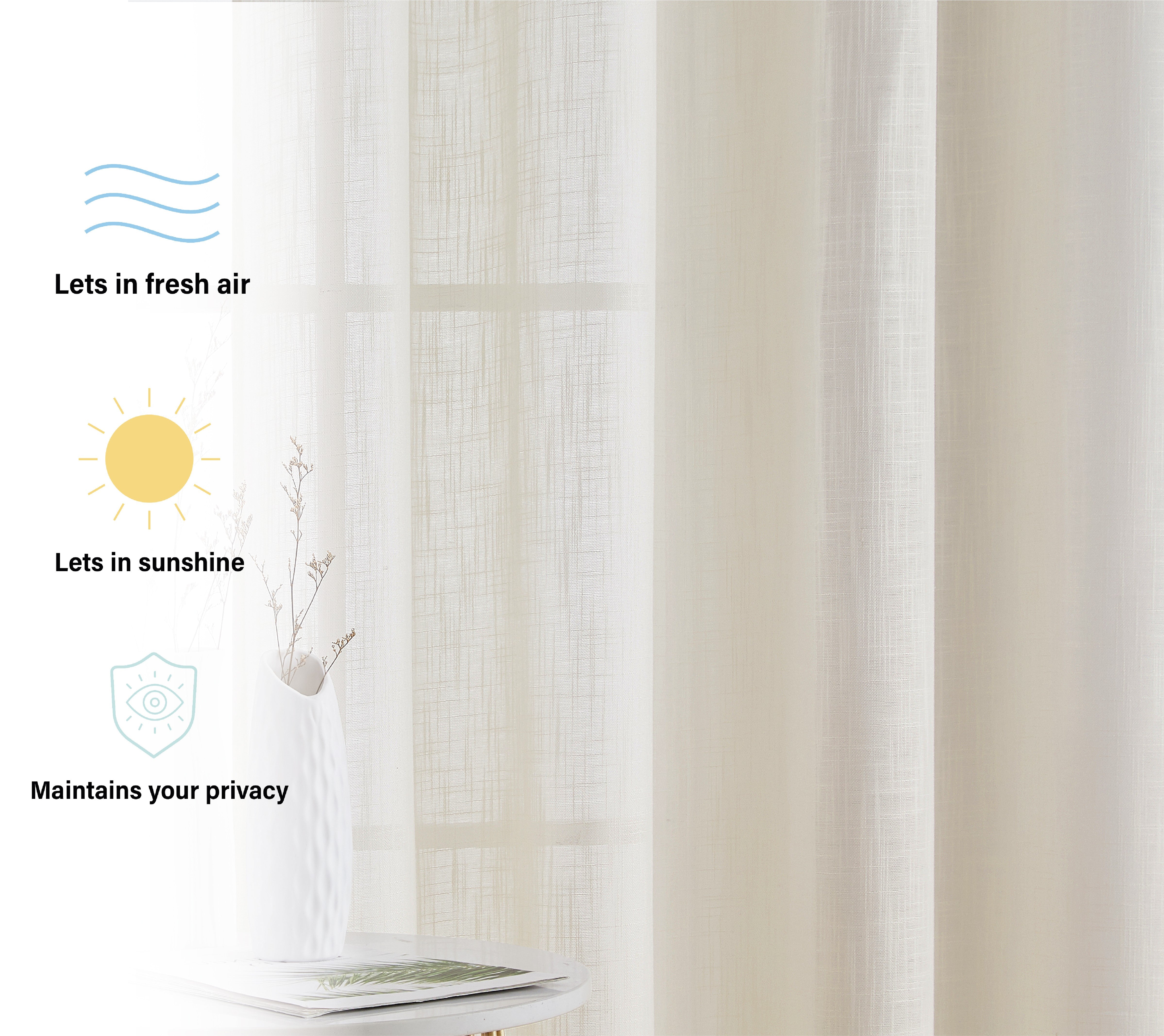 Abbey Faux Linen Grommet Curtain Panels