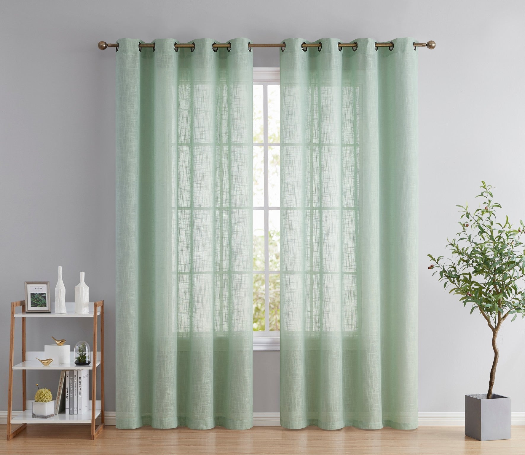 Abbey Faux Linen Grommet Curtain Panels
