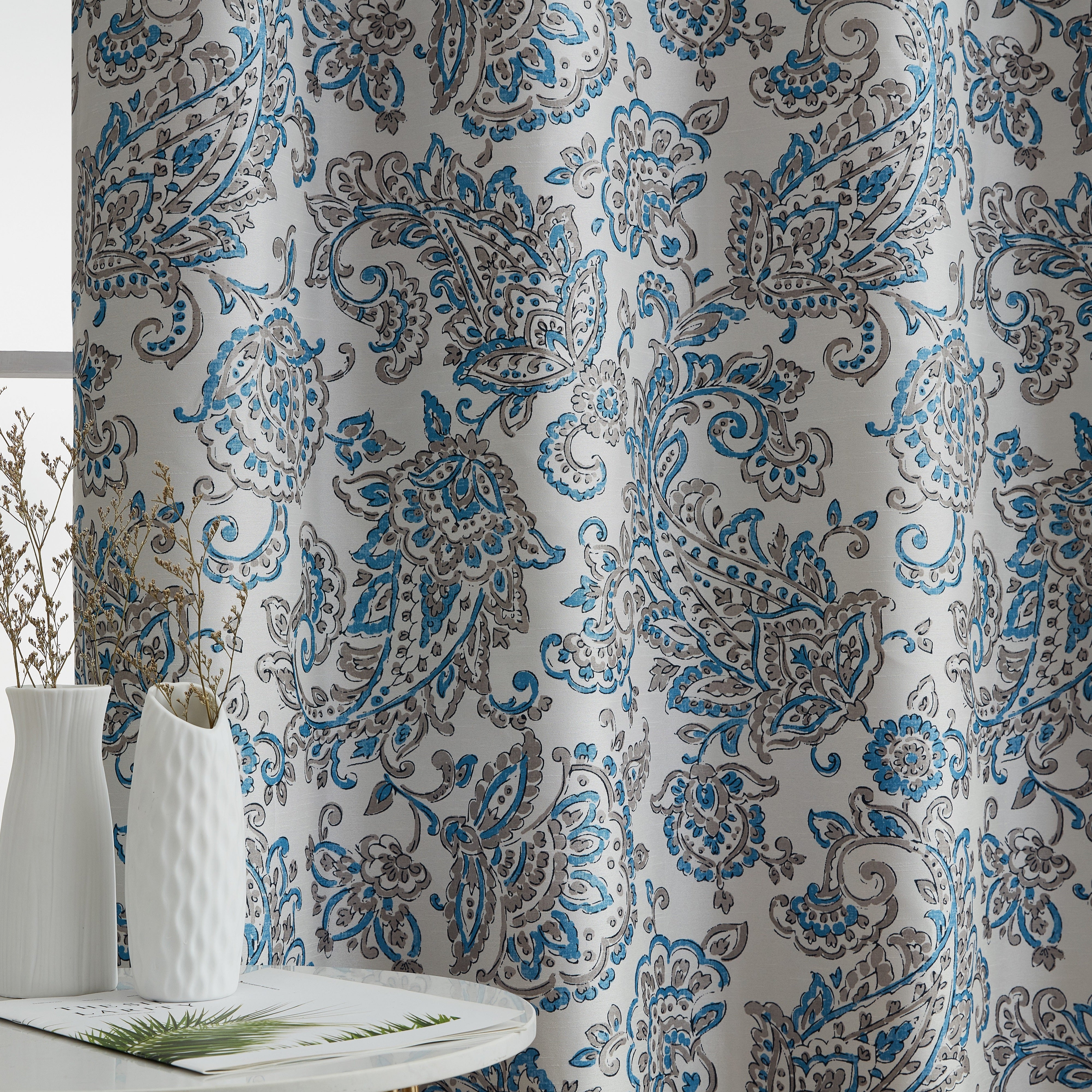 Amalfi Paisley 100% Blackout Grommet Curtain Panels