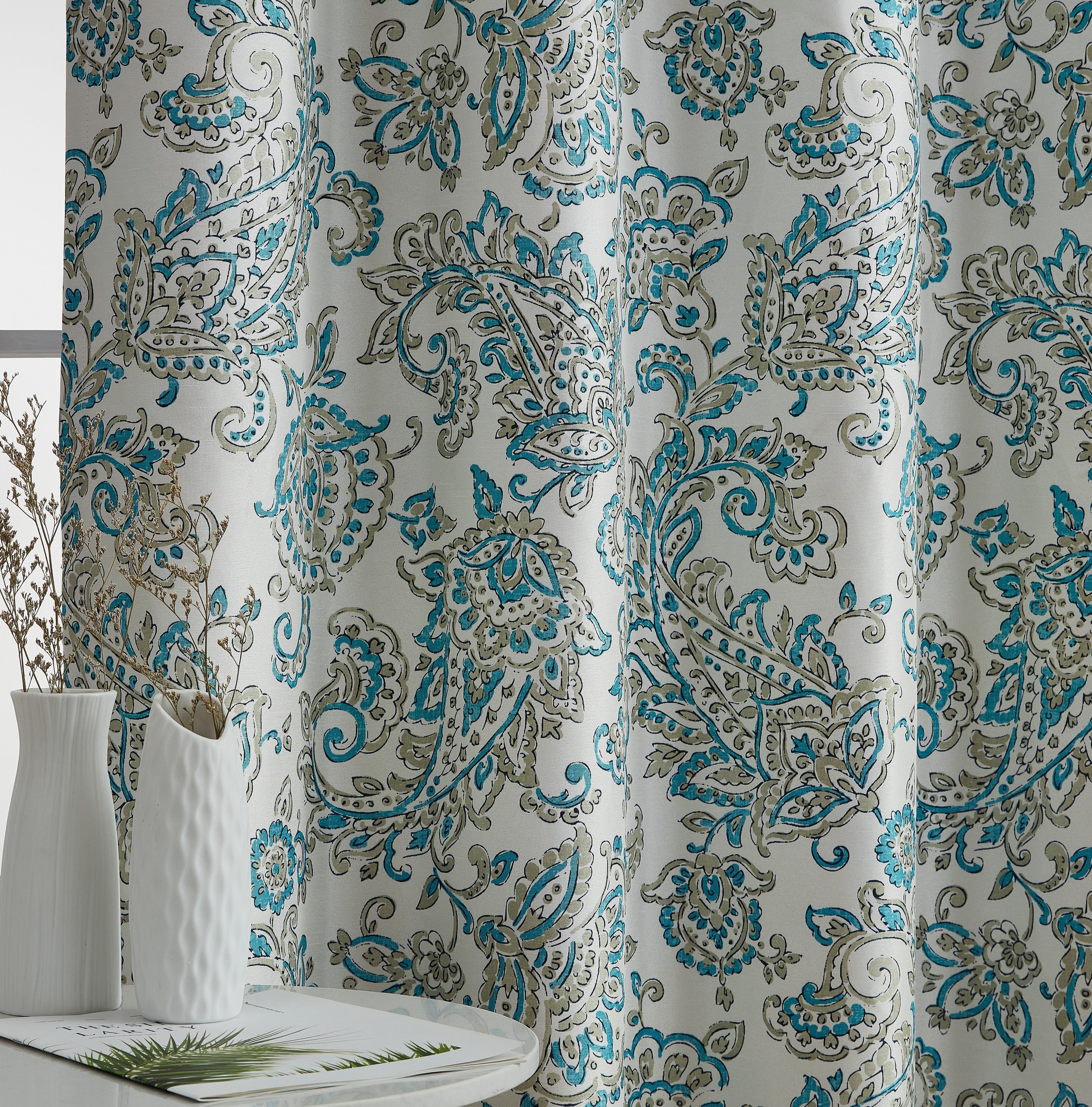 Amalfi Paisley 100% Blackout Grommet Curtain Panels