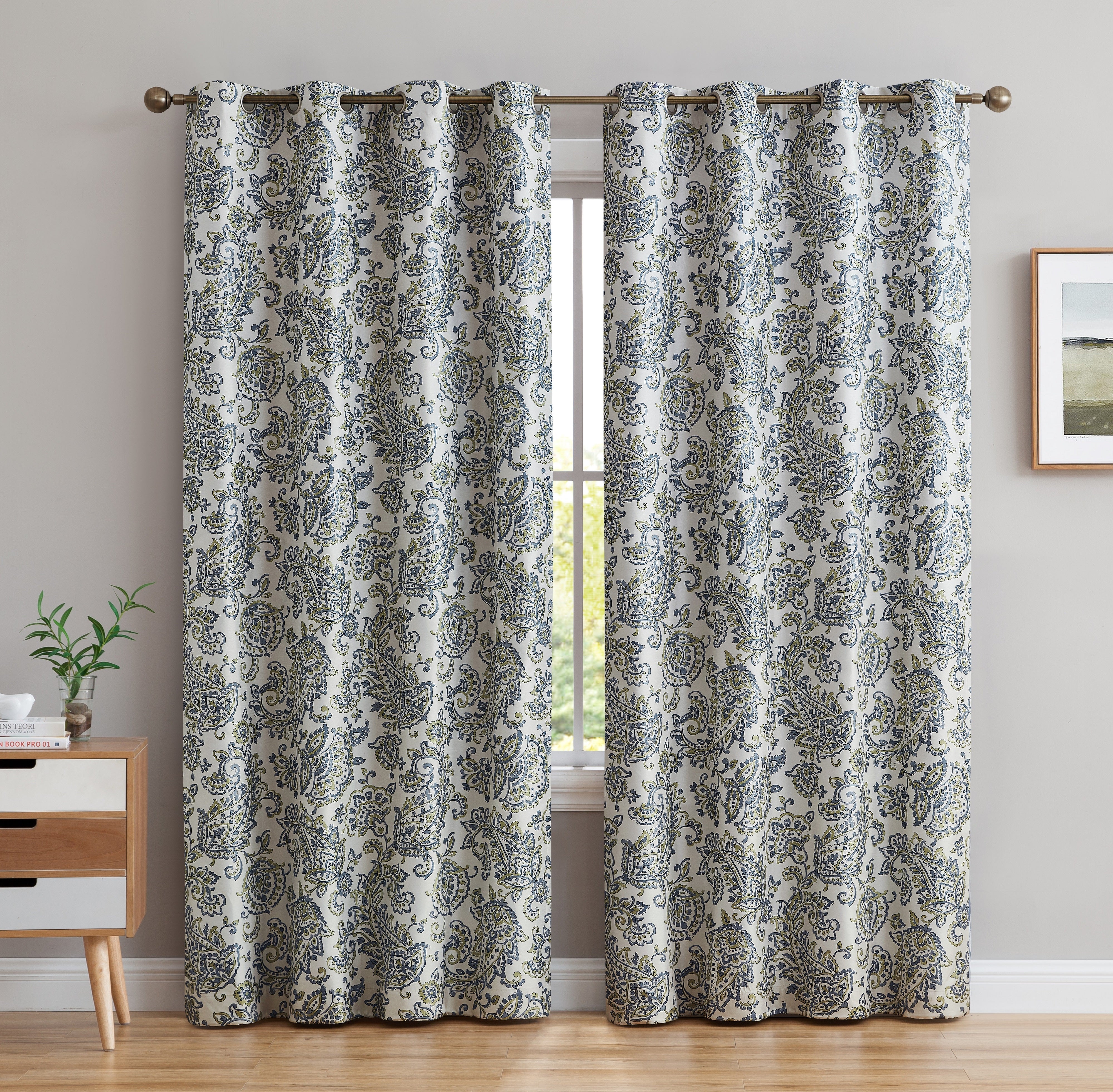 Amalfi Paisley 100% Blackout Grommet Curtain Panels