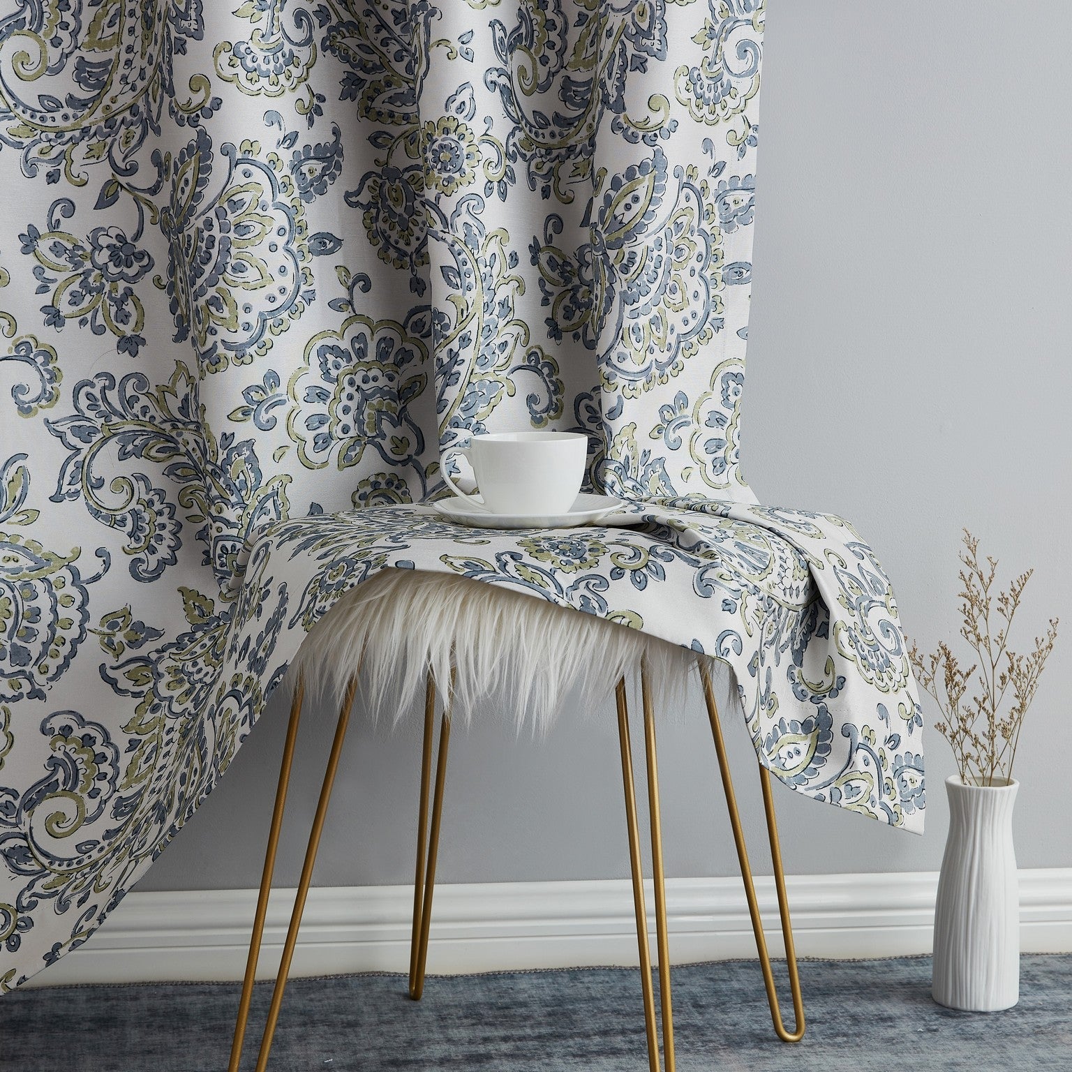 Amalfi Paisley 100% Blackout Grommet Curtain Panels