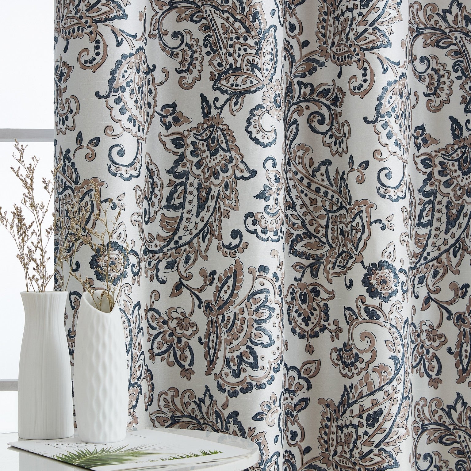 Amalfi Paisley 100% Blackout Grommet Curtain Panels