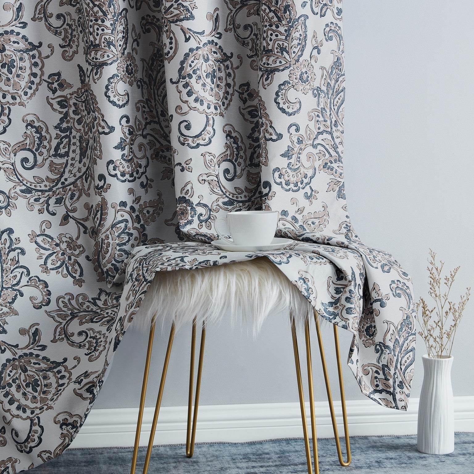 Amalfi Paisley 100% Blackout Grommet Curtain Panels