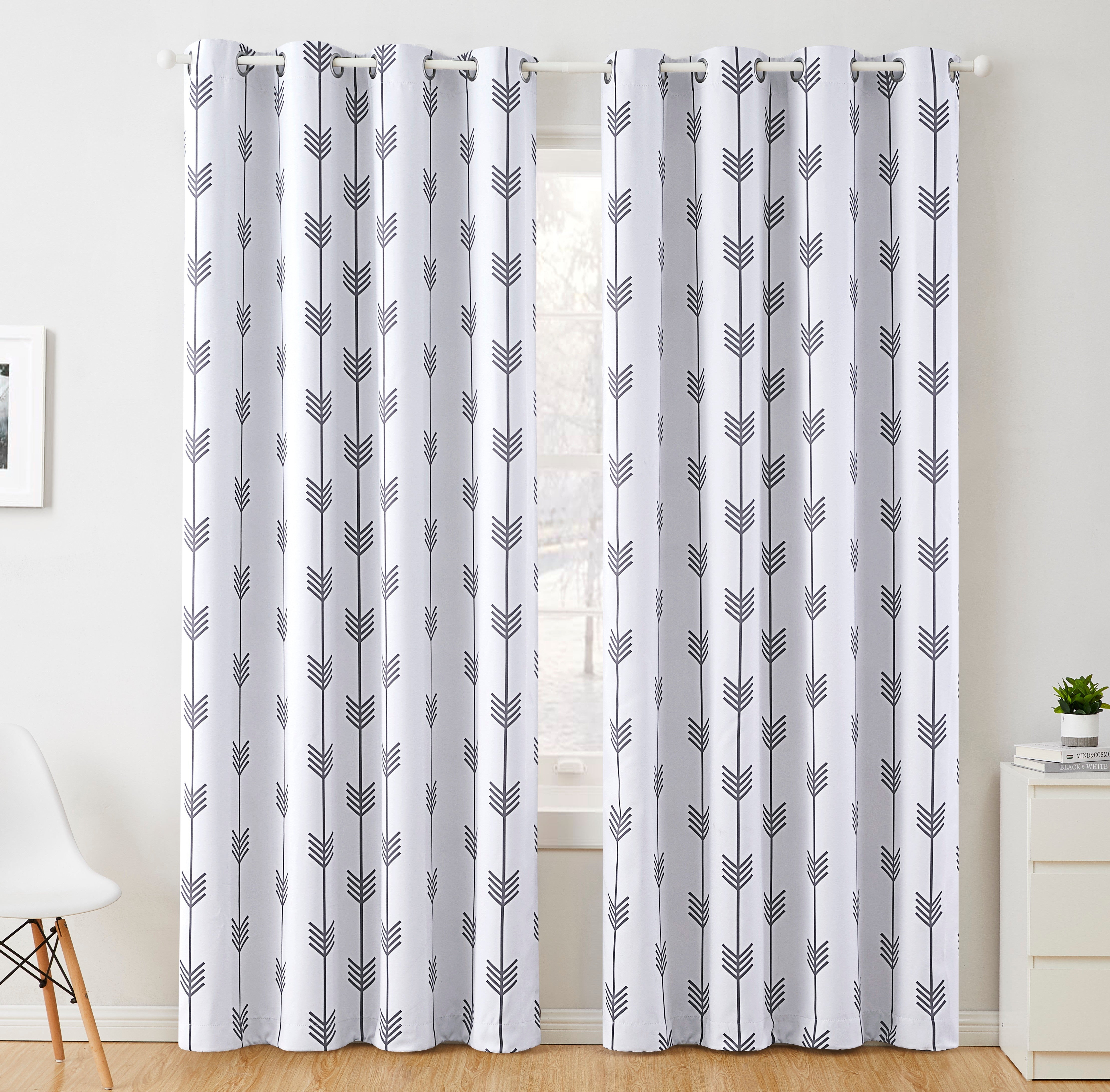 Arrow Print Room Darkening Grommet Curtain Panels