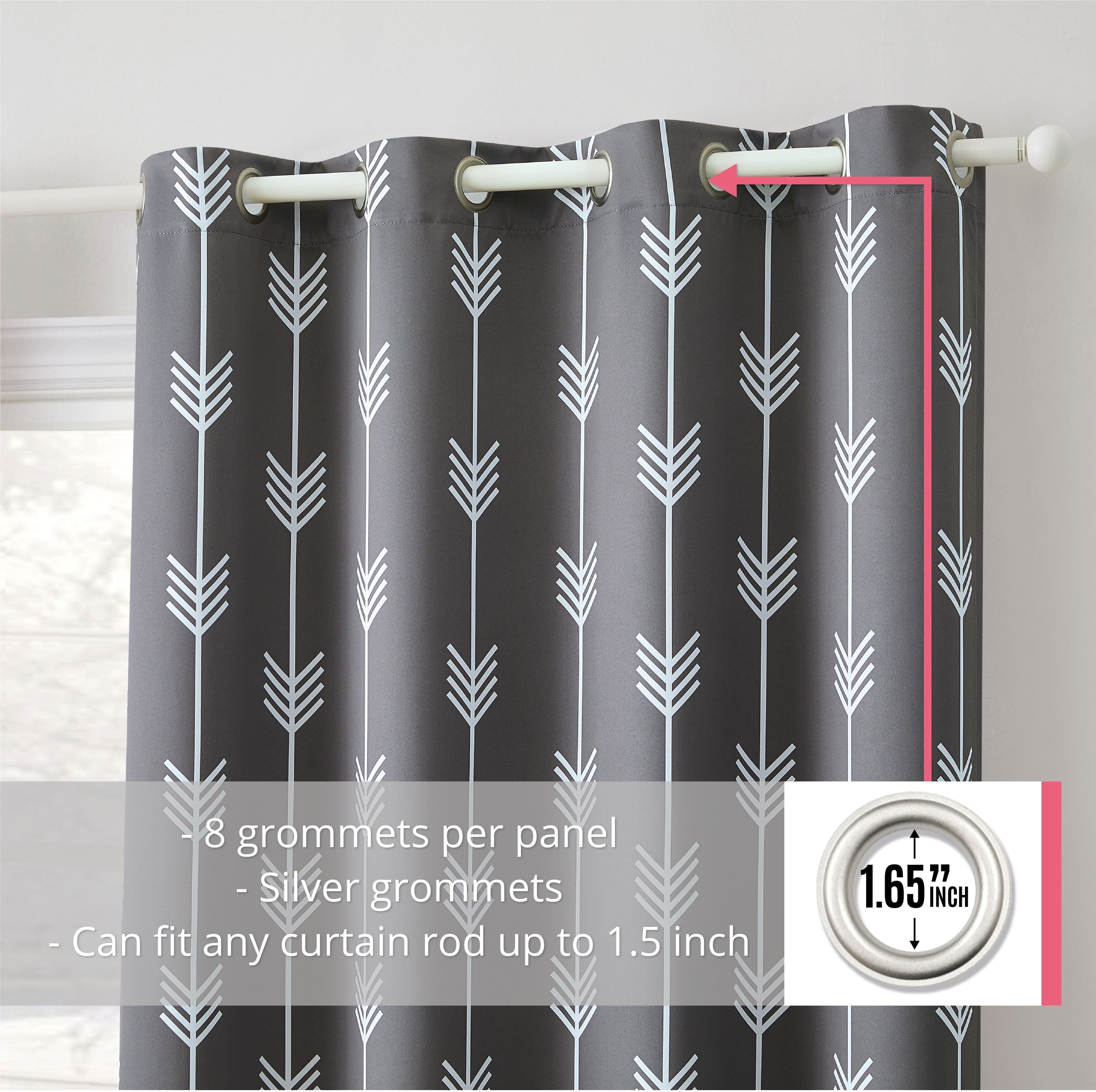 Arrow Print Room Darkening Grommet Curtain Panels