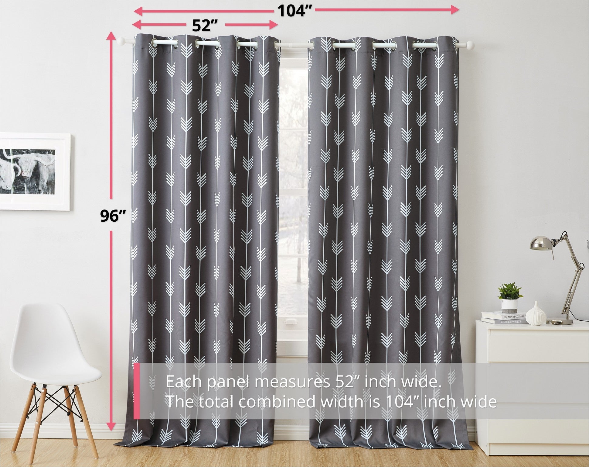 Arrow Print Room Darkening Grommet Curtain Panels