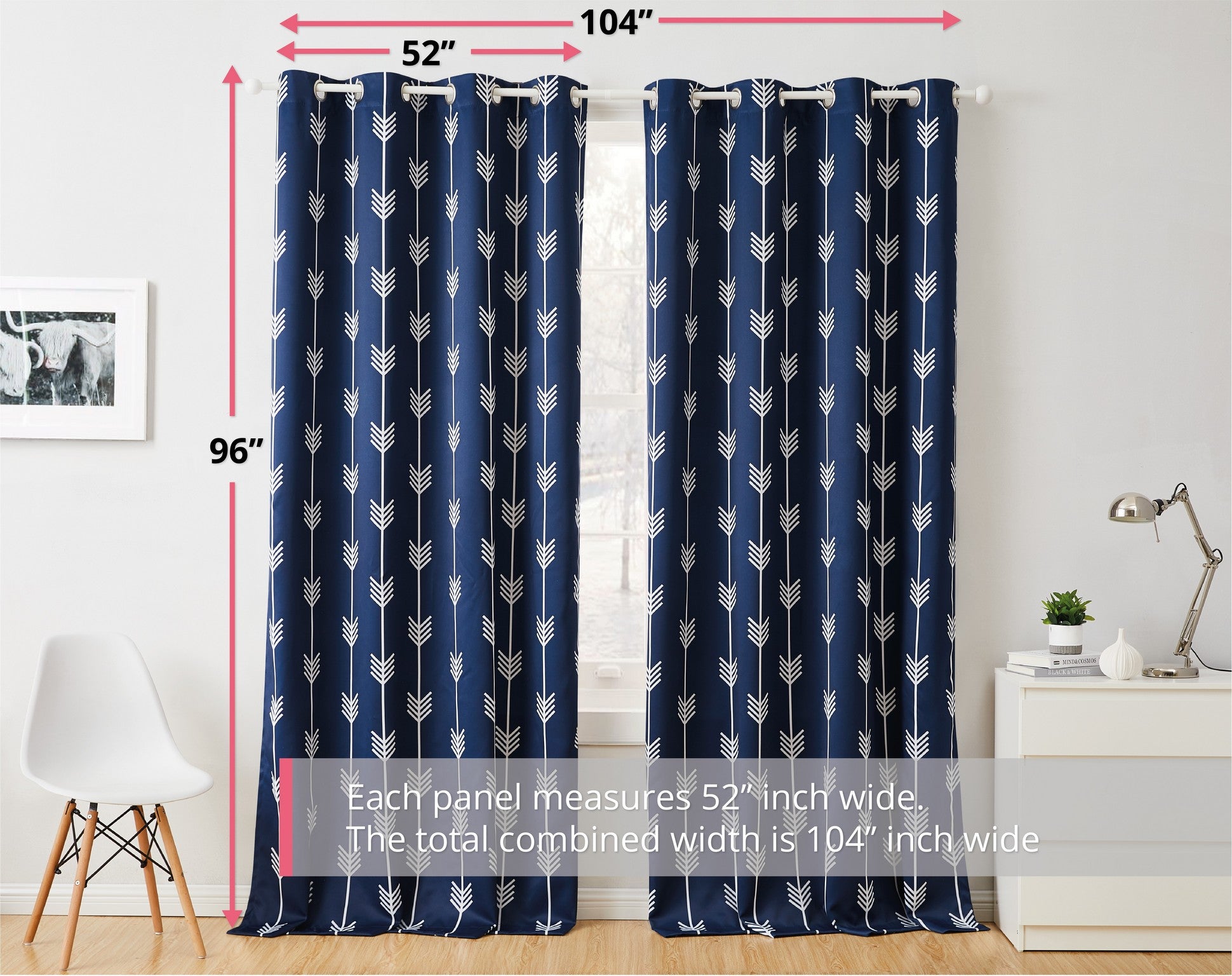 Arrow Print Room Darkening Grommet Curtain Panels