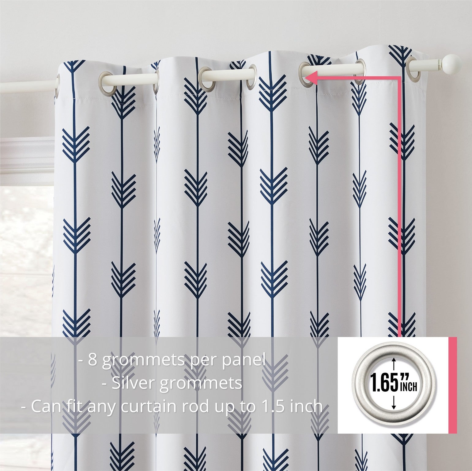 Arrow Print Room Darkening Grommet Curtain Panels