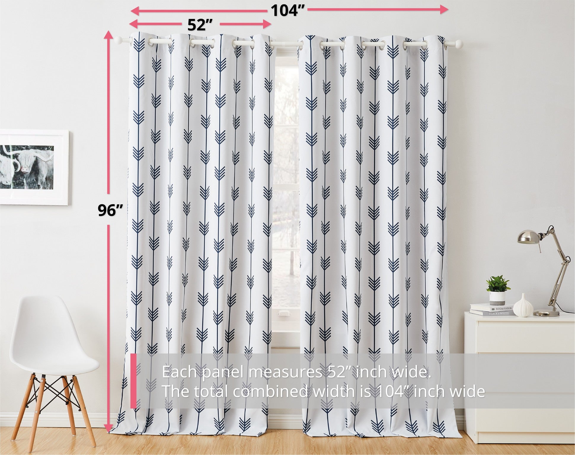 Arrow Print Room Darkening Grommet Curtain Panels