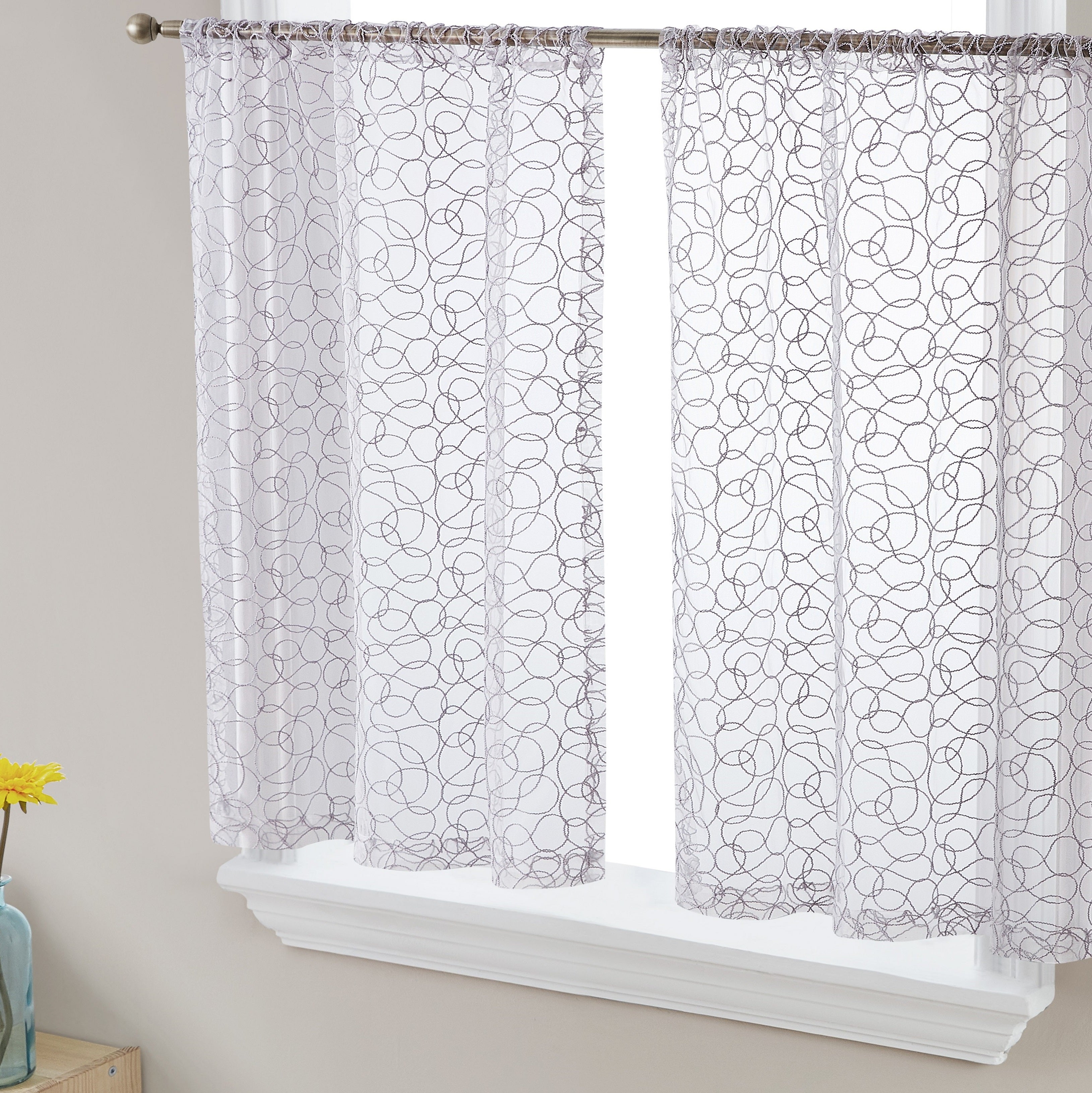 Audrey Embroidered Rod Pocket Curtain Tiers