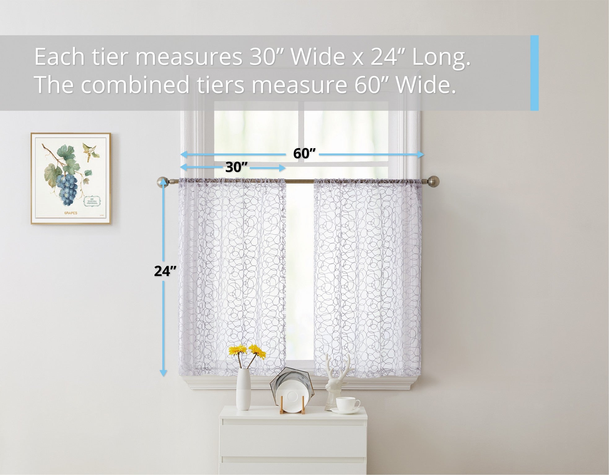 Audrey Embroidered Rod Pocket Curtain Tiers