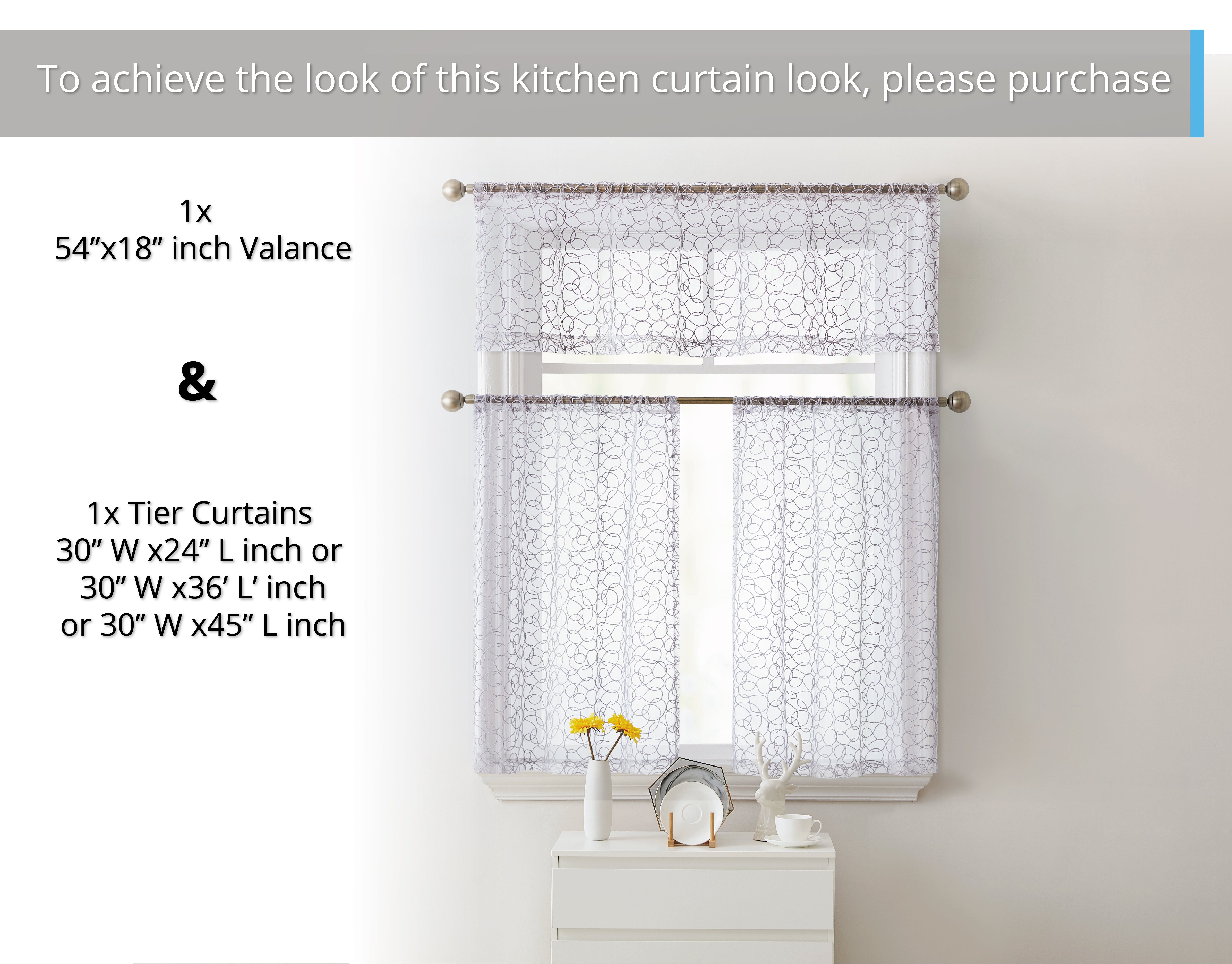 Audrey Embroidered Rod Pocket Curtain Tiers