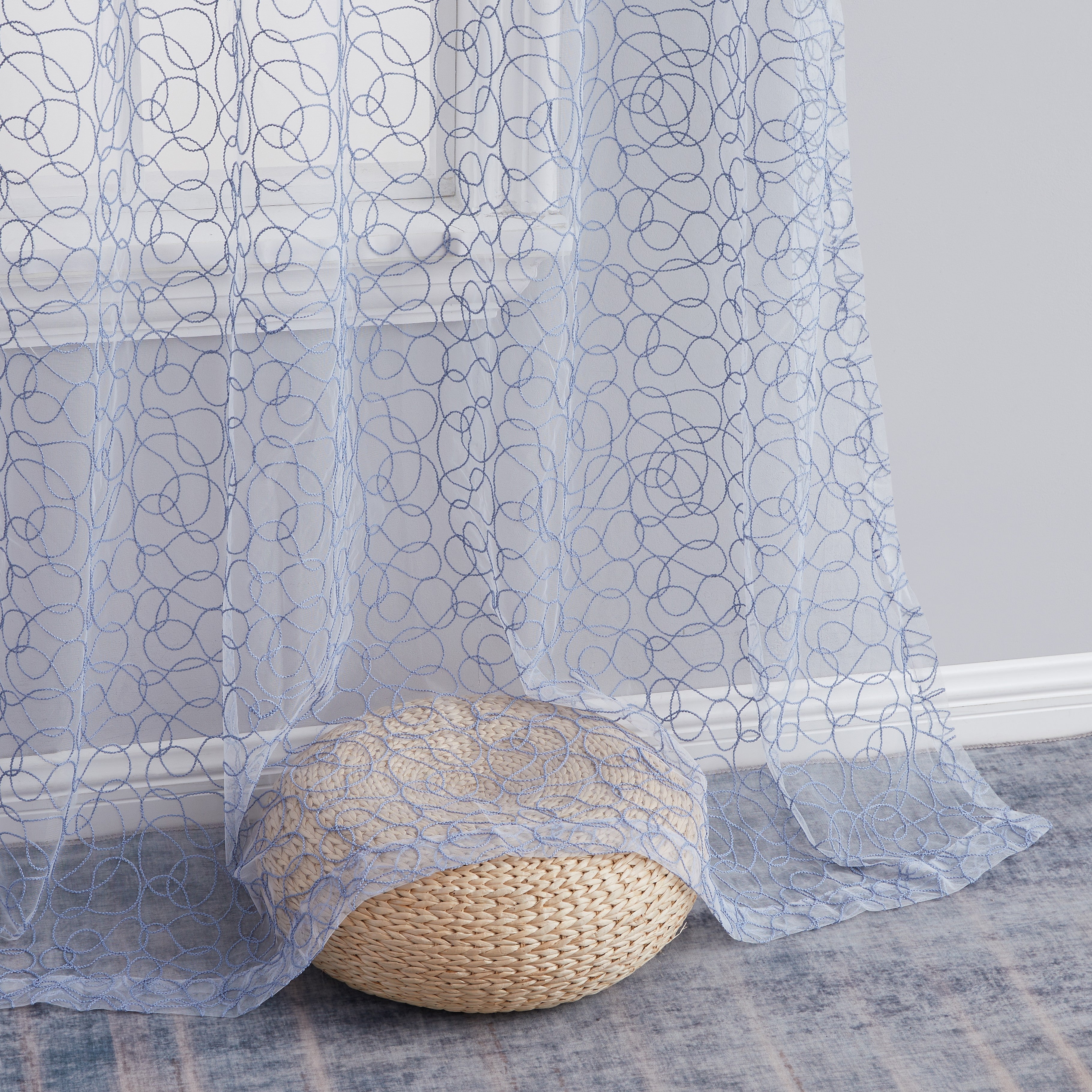 Audrey Embroidered Grommet Sheer Curtain Panels