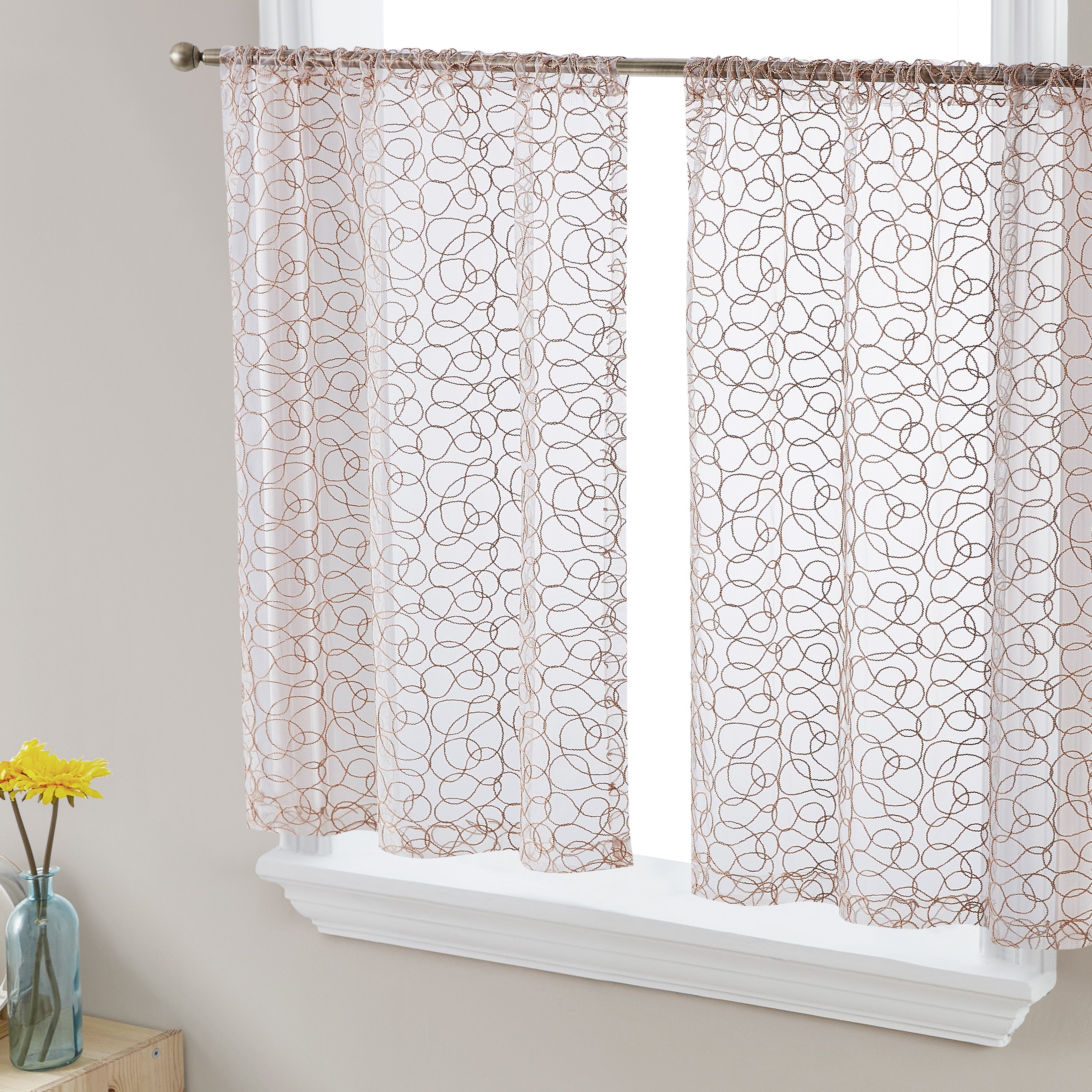 Audrey Embroidered Rod Pocket Curtain Tiers