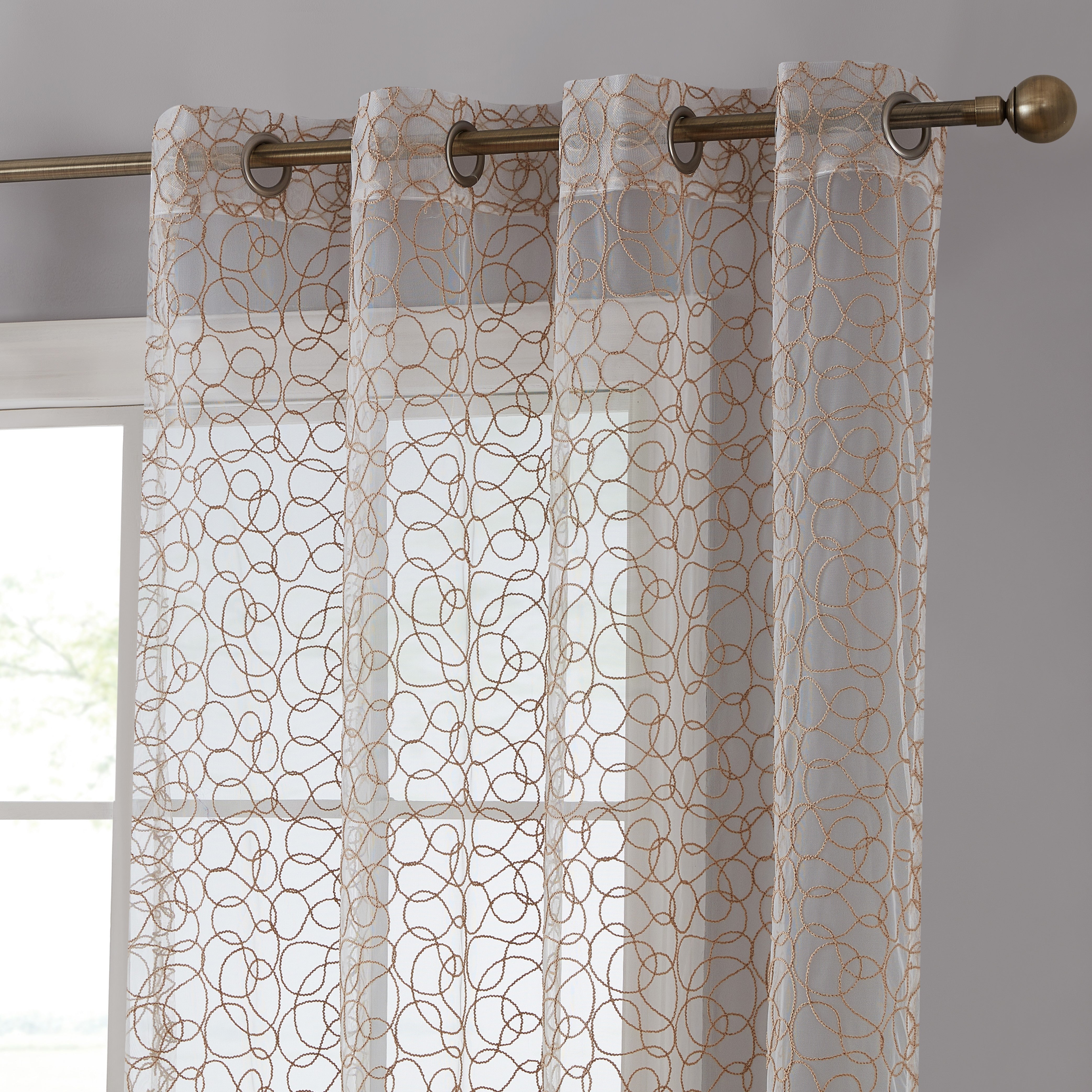 Audrey Embroidered Grommet Sheer Curtain Panels