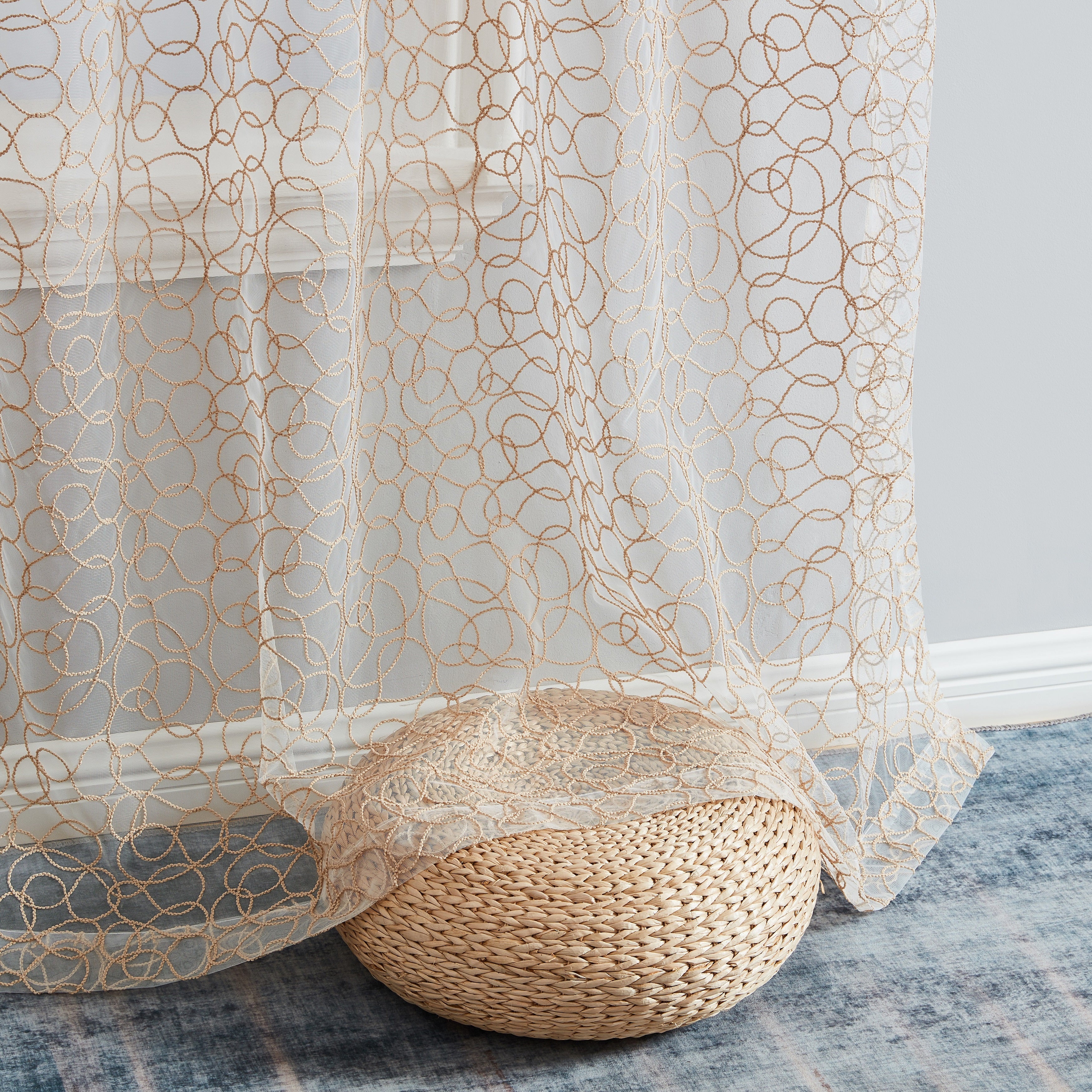 Audrey Embroidered Grommet Sheer Curtain Panels